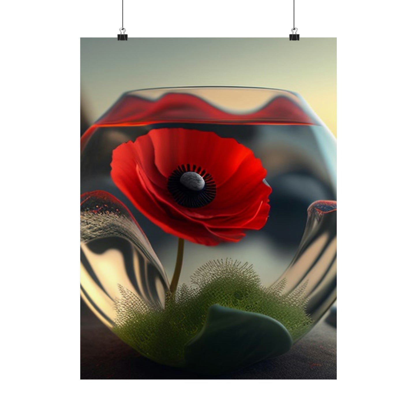 Premium Matte Vertical Posters Red Anemone in a Vase 3