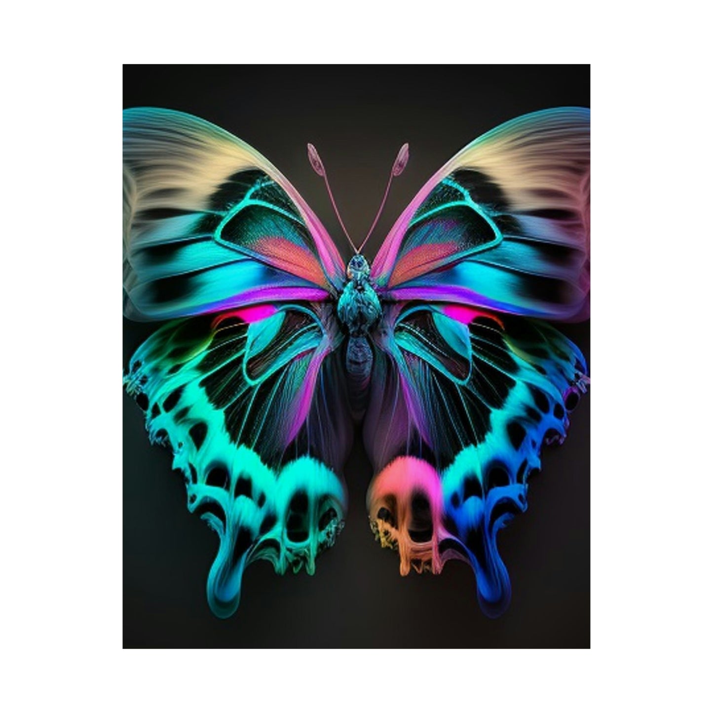 Premium Matte Vertical Posters Neon Butterfly Fusion 2