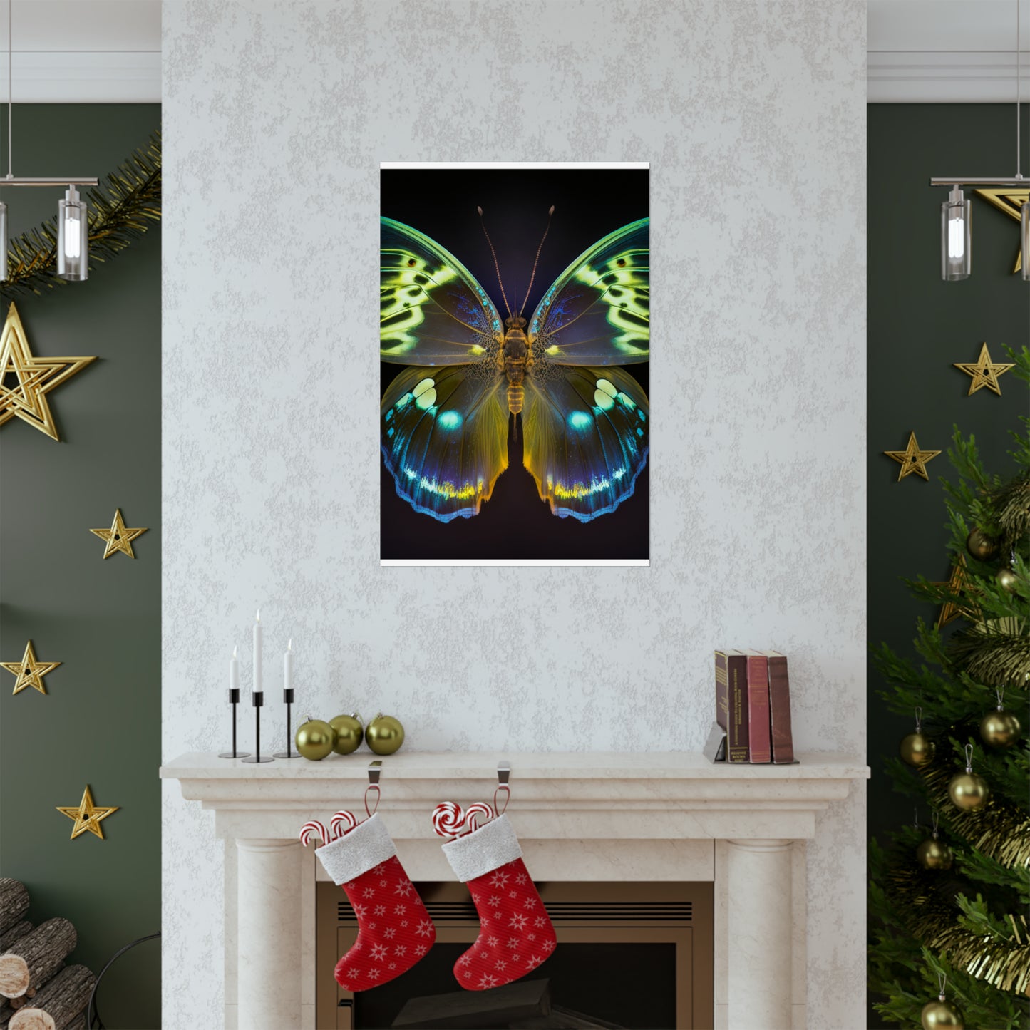 Premium Matte Vertical Posters Neon Hue Butterfly 1