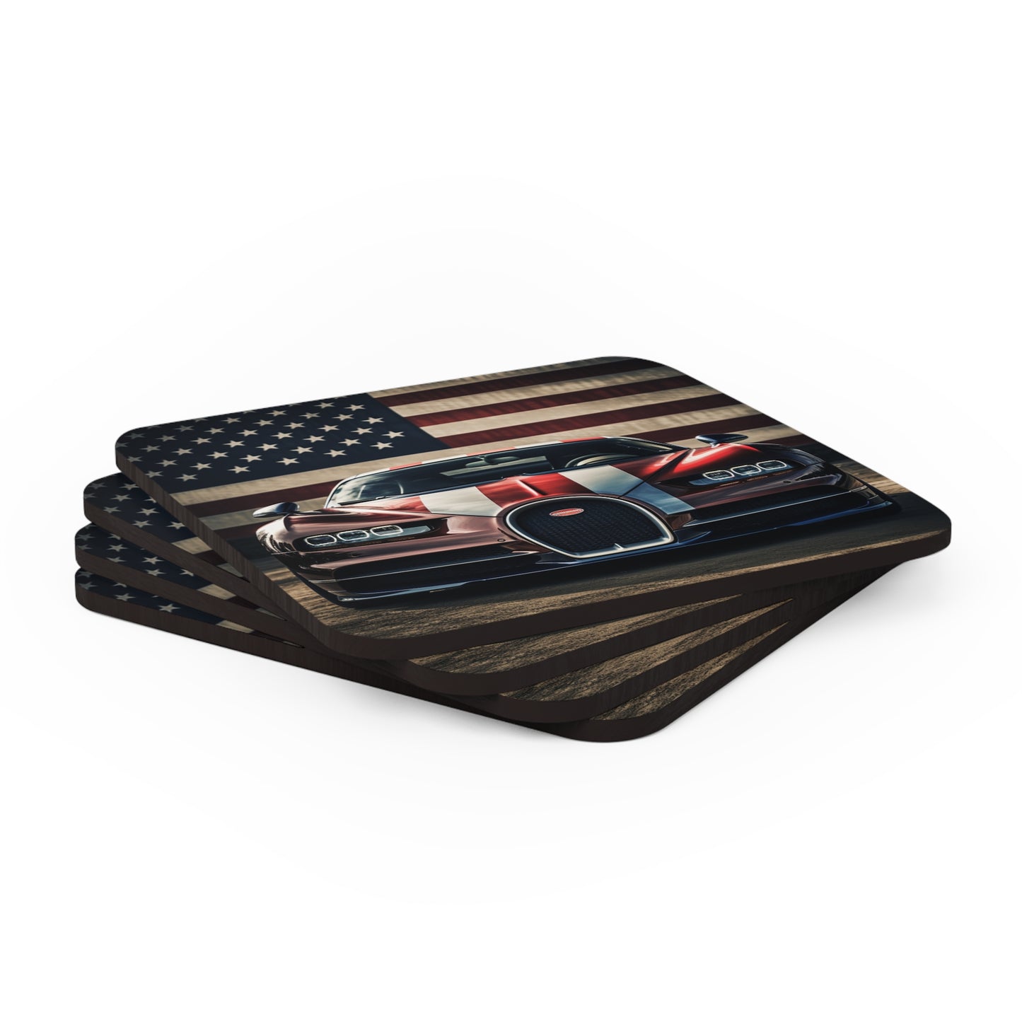 Corkwood Coaster Set Bugatti Flag 1