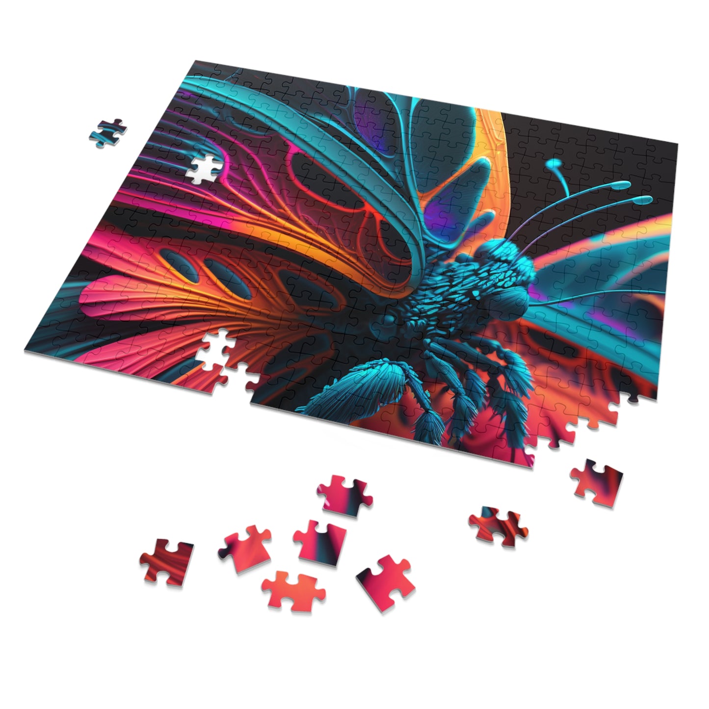 Jigsaw Puzzle (30, 110, 252, 500,1000-Piece) Neon Butterfly Macro 4