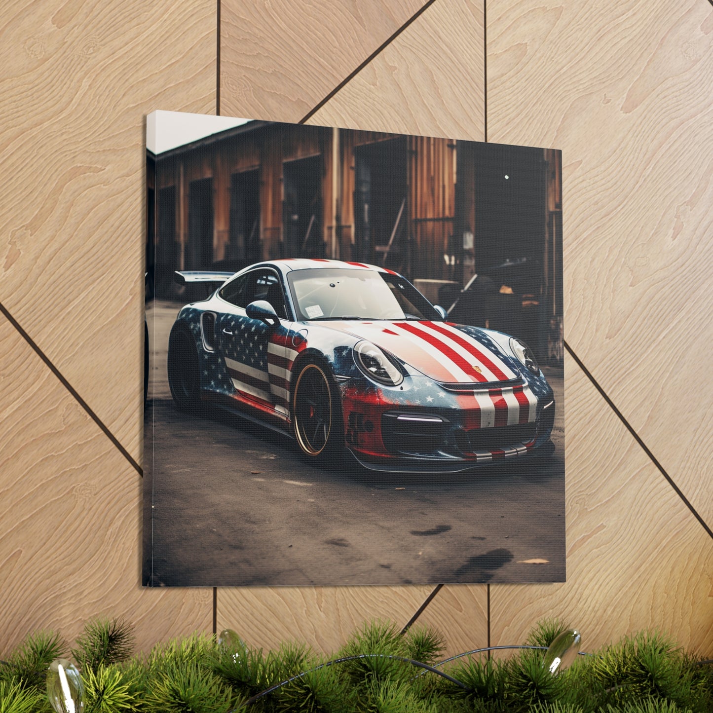 Canvas Gallery Wraps American Flag Porsche 3