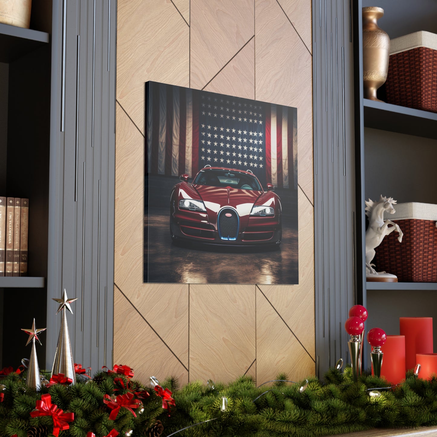 Canvas Gallery Wraps American Flag Background Bugatti 1