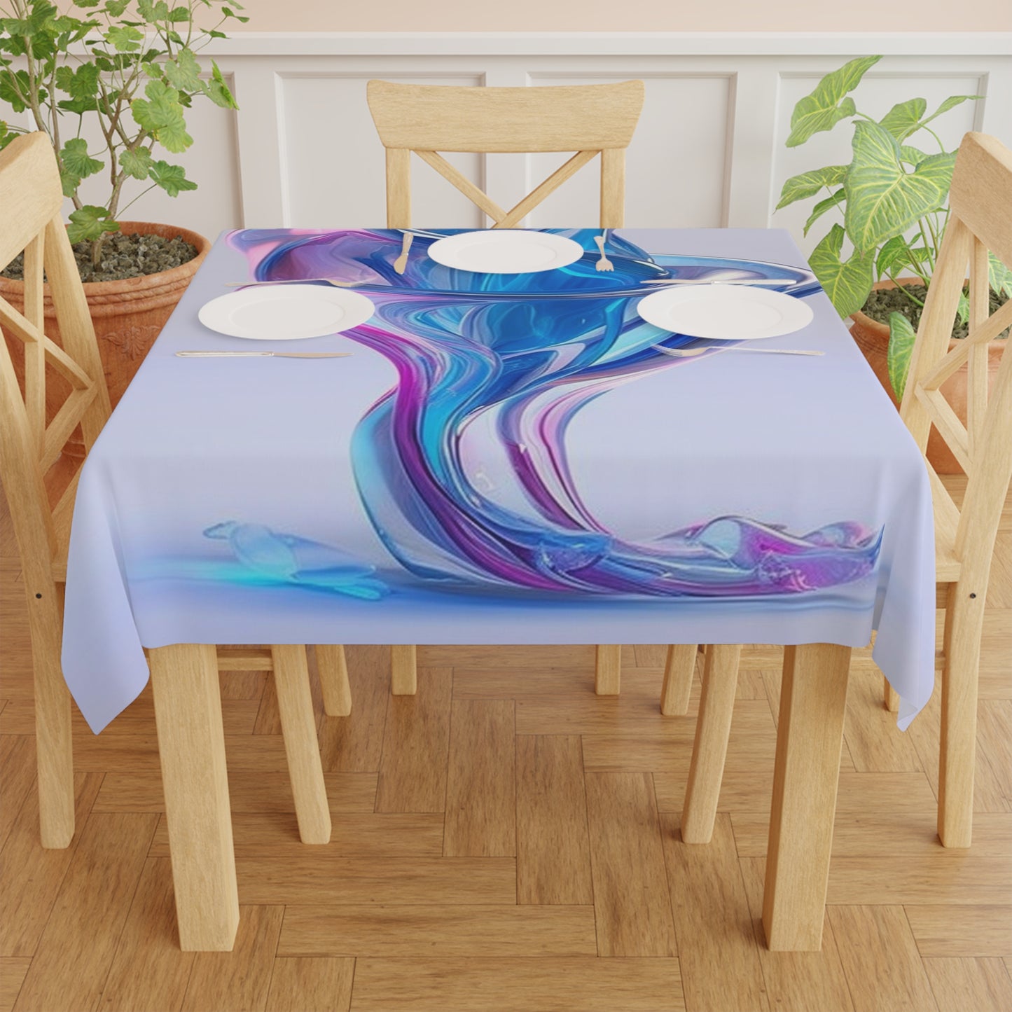 Tablecloth Pink & Blue Tulip Rose 2