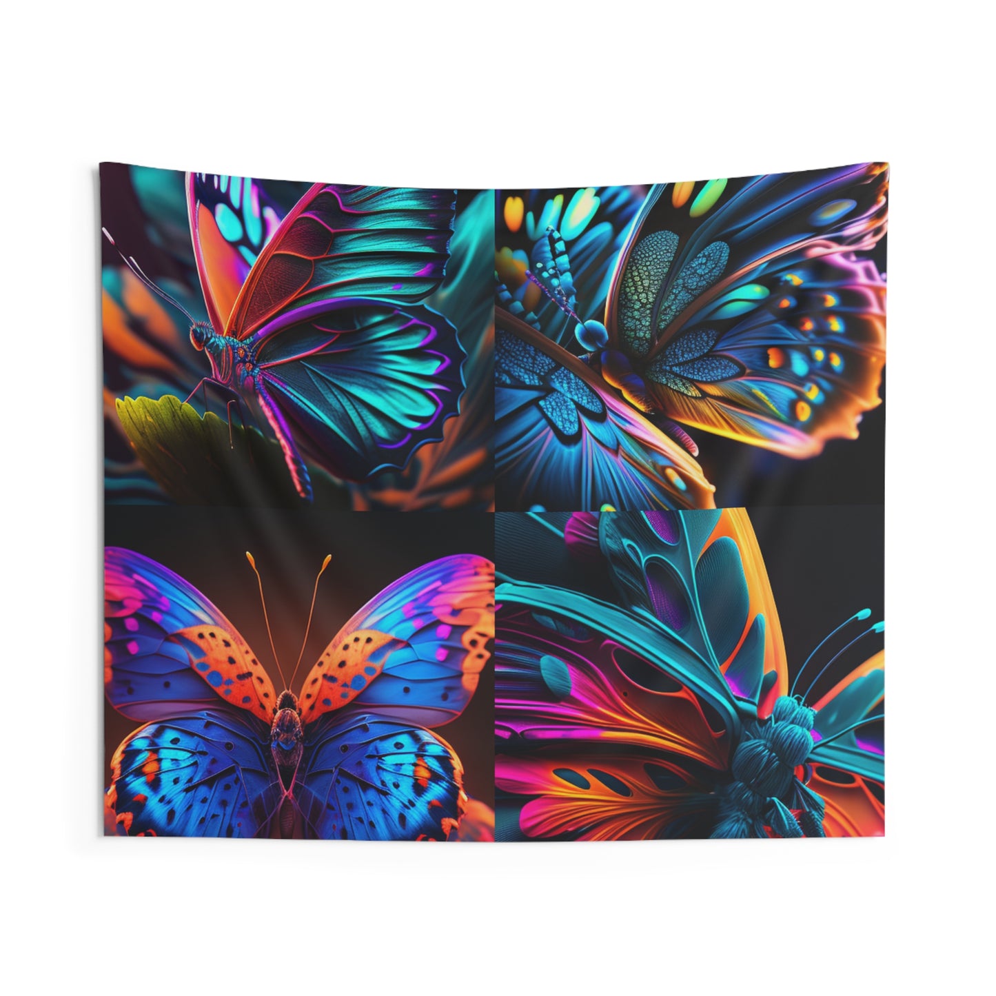 Indoor Wall Tapestries Neon Butterfly Macro 5