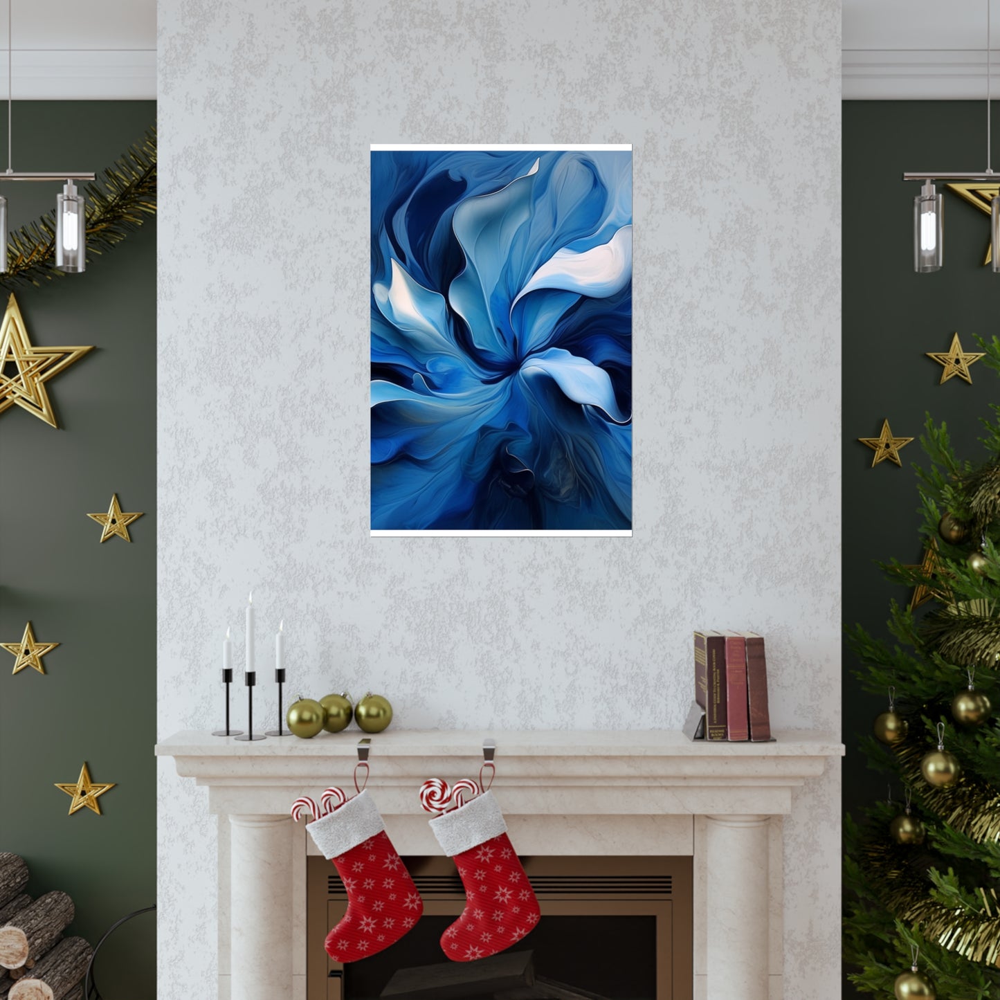 Premium Matte Vertical Posters Abstract Blue Tulip 4