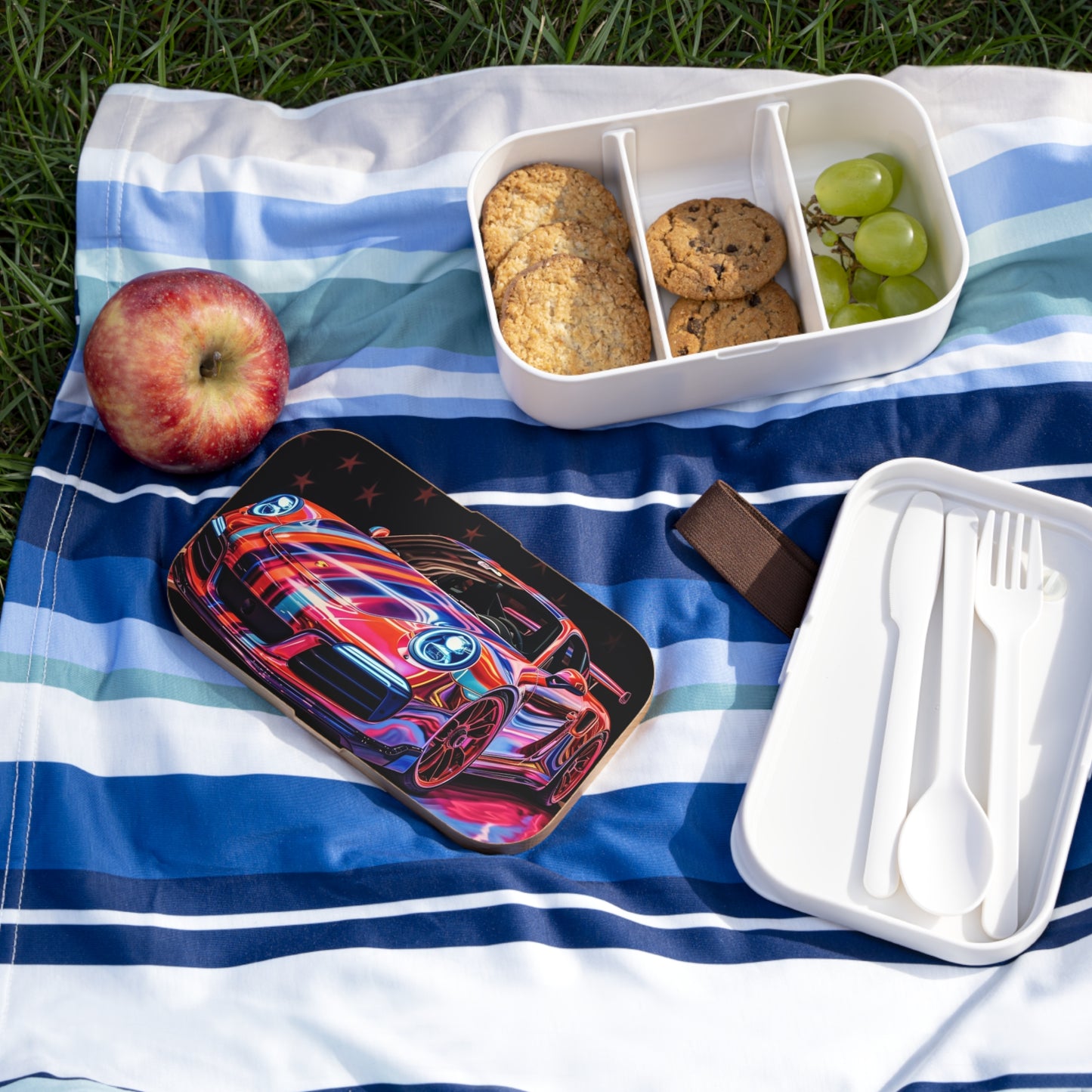 Bento Lunch Box American Flag Colored Porsche 3