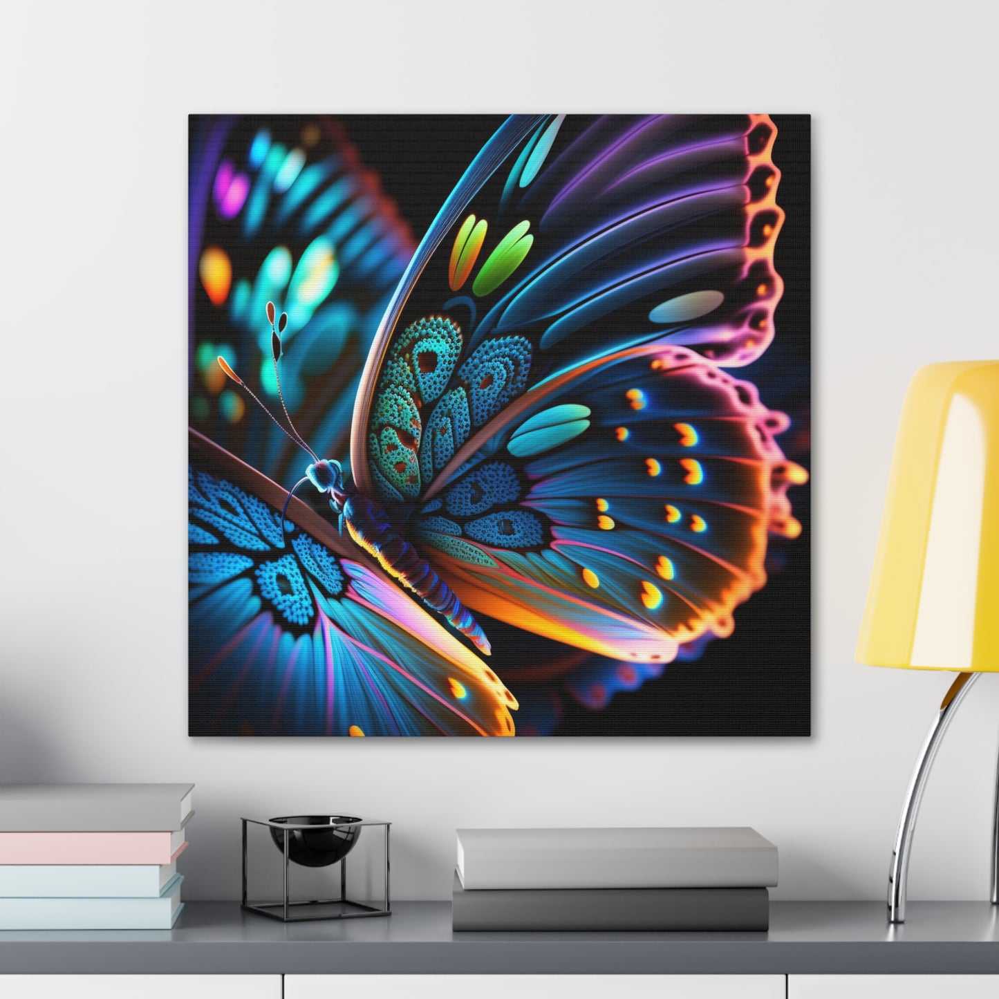 Canvas Gallery Wraps Neon Butterfly Macro 2