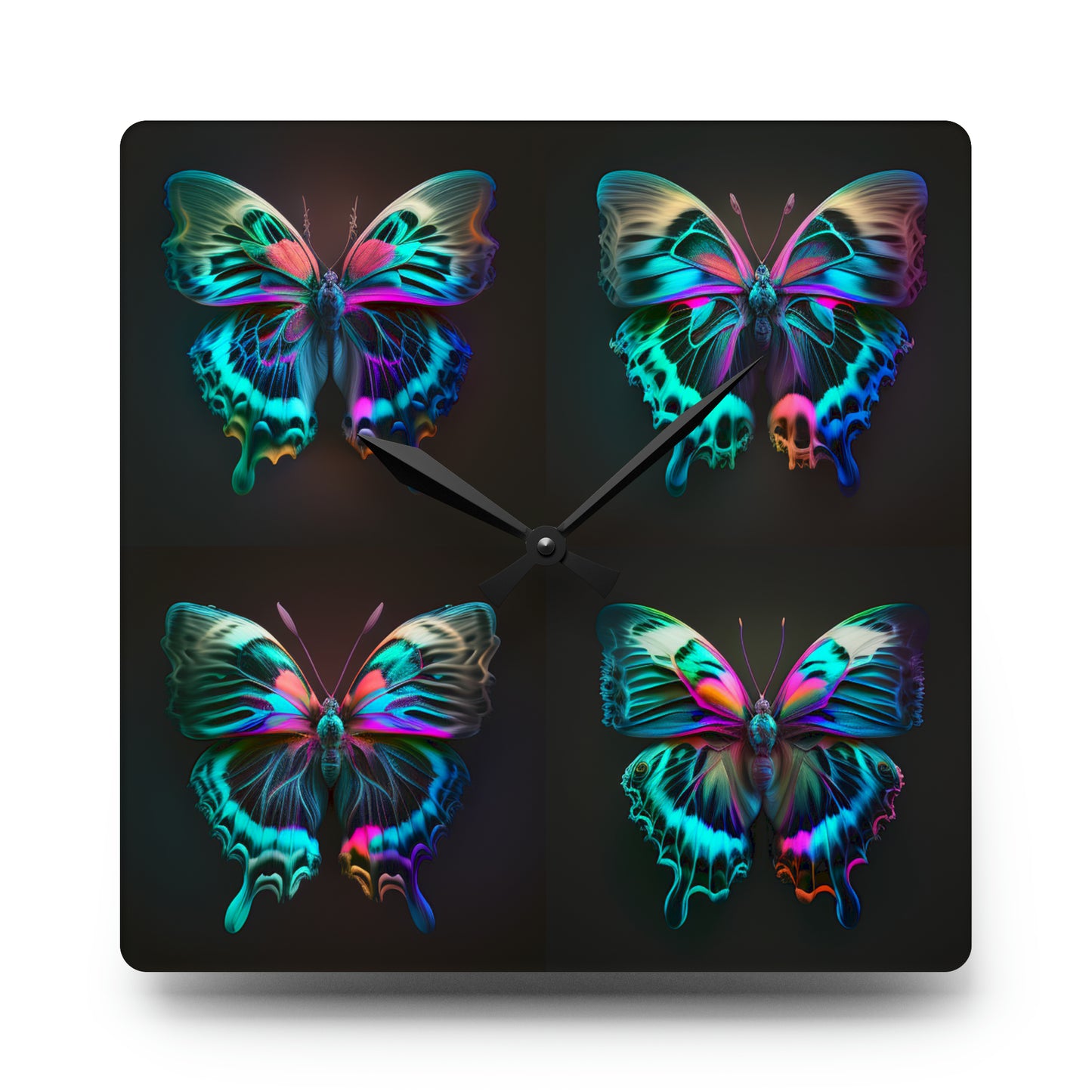 Acrylic Wall Clock Neon Butterfly Fusion 5