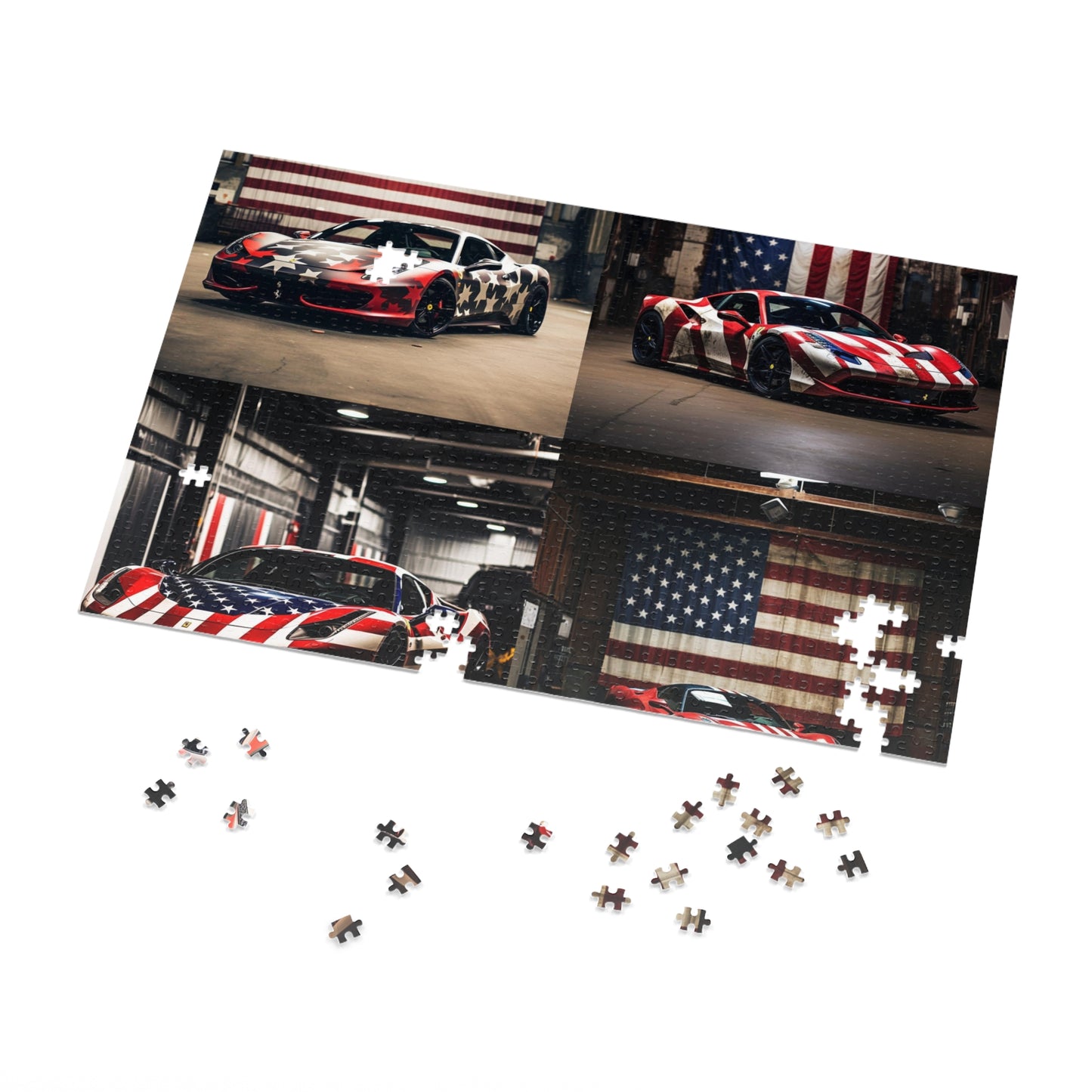 Jigsaw Puzzle (30, 110, 252, 500,1000-Piece) American Flag Farrari 5