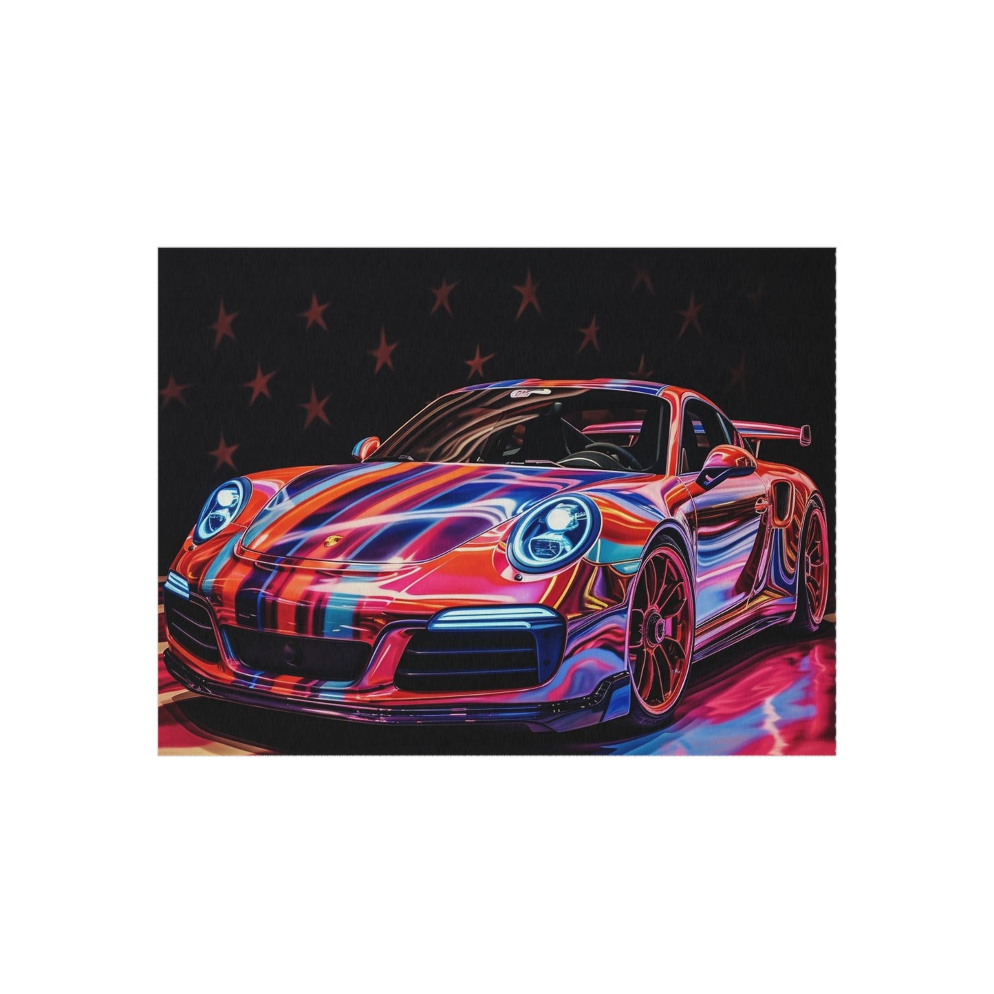 Outdoor Rug  American Flag Colored Porsche 4