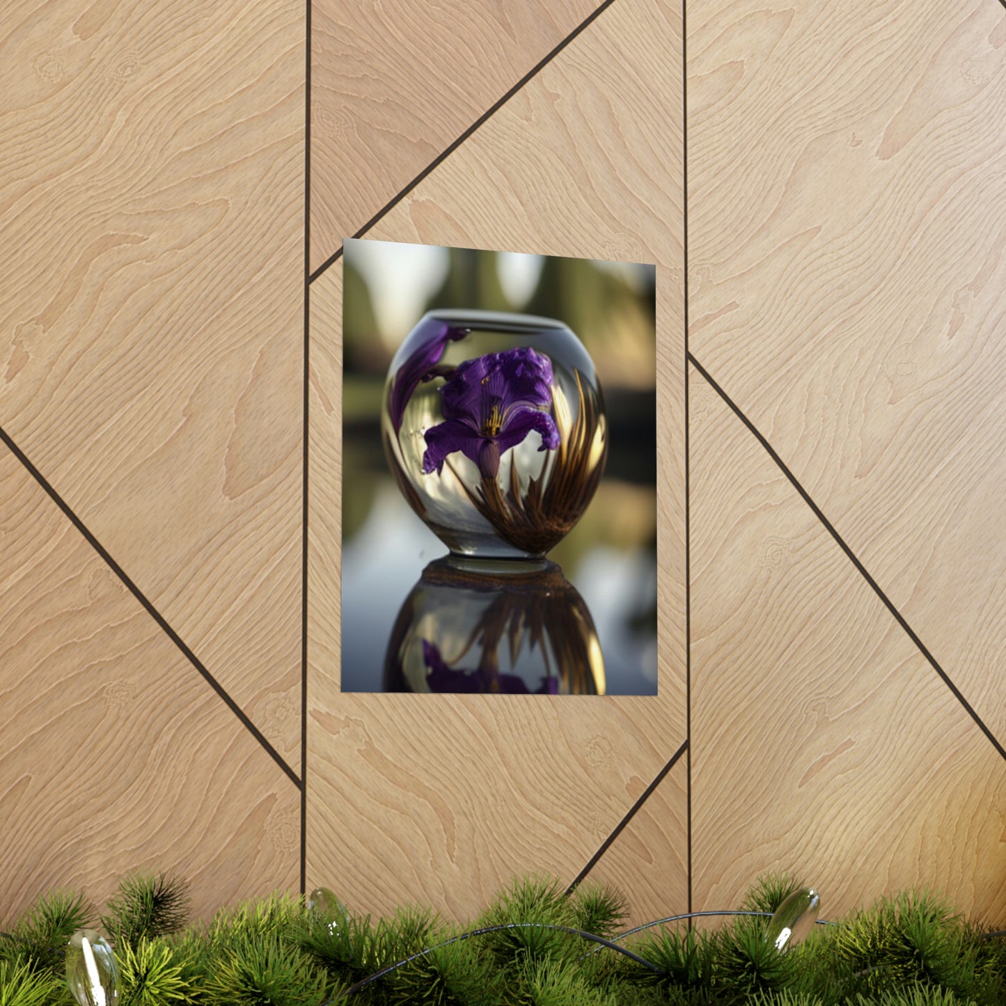 Premium Matte Vertical Posters Purple Iris in a vase 2