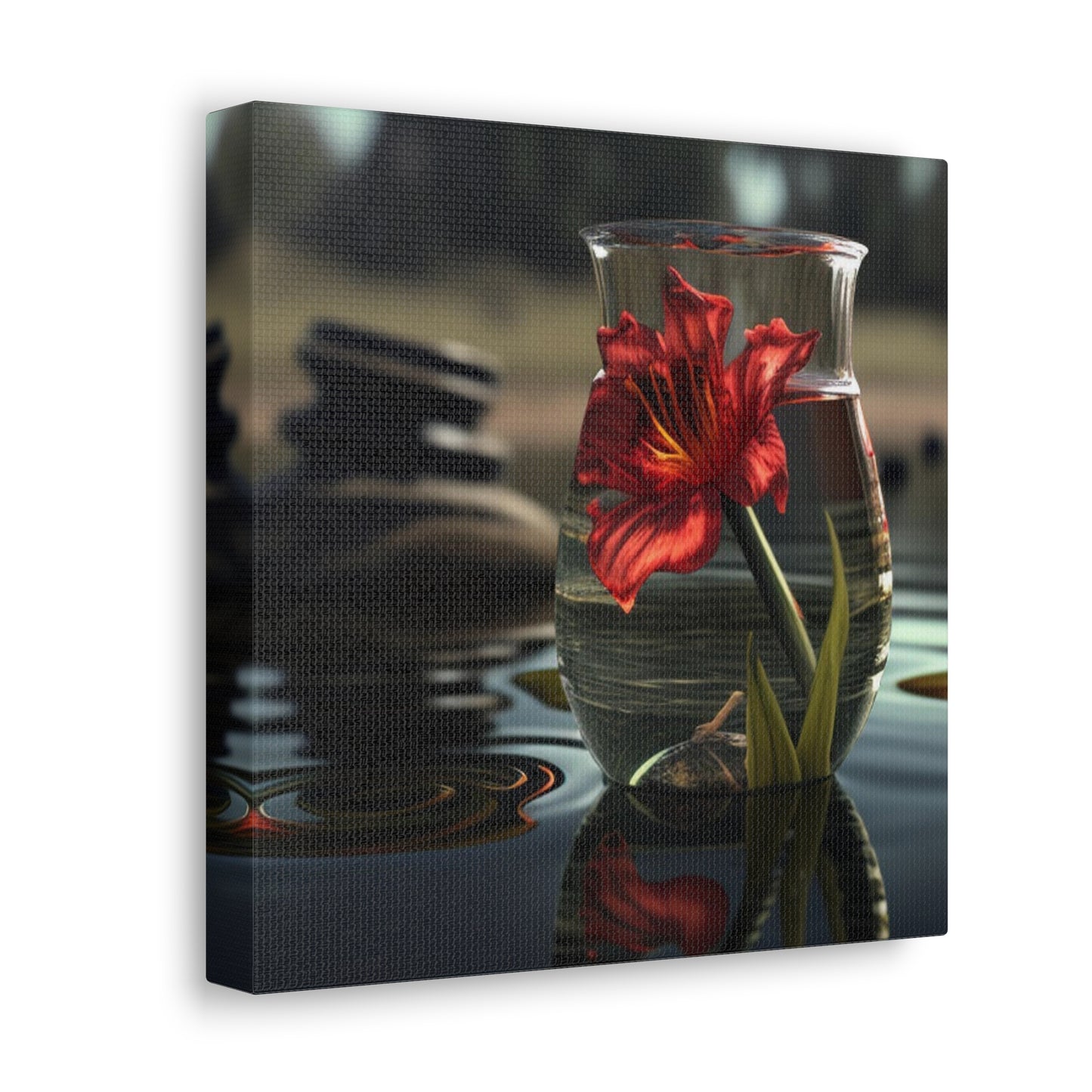 Canvas Gallery Wraps Red Lily in a Glass vase 4