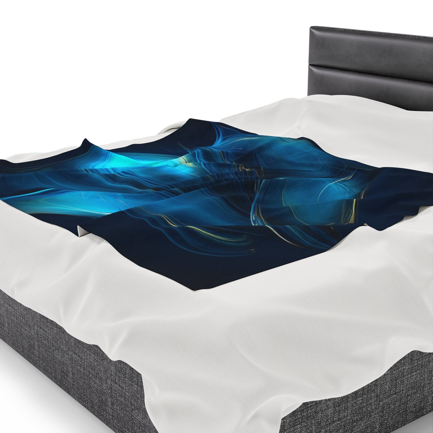 Velveteen Plush Blanket Abstract Blue Tulip 2