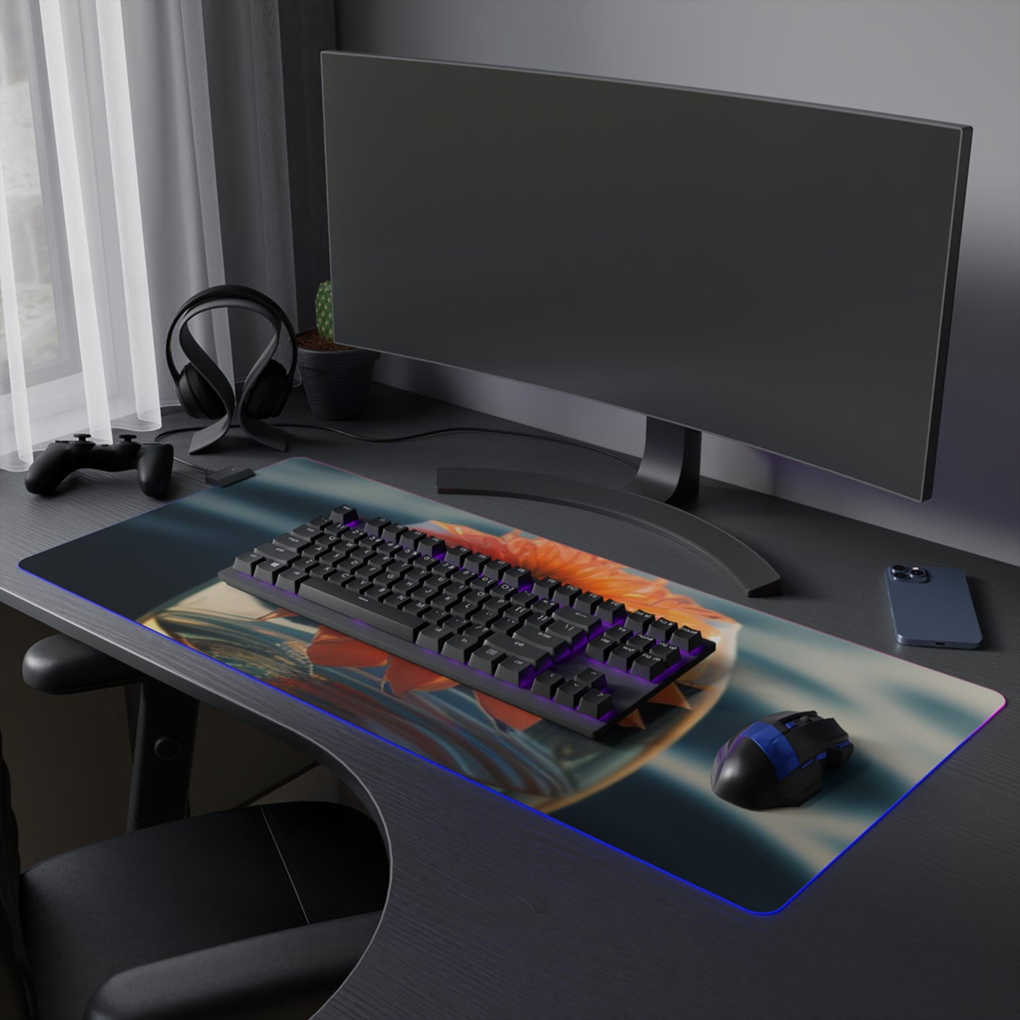 LED Gaming Mouse Pad Dahlia Orange 2