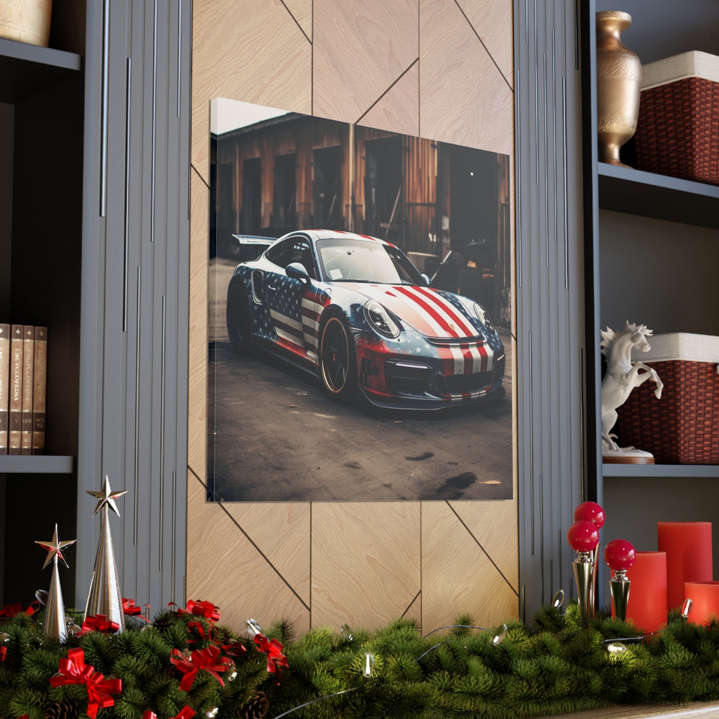 Canvas Gallery Wraps American Flag Porsche 3