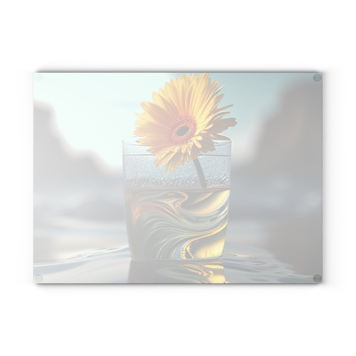 Glass Cutting Board yello Gerbera glass 2