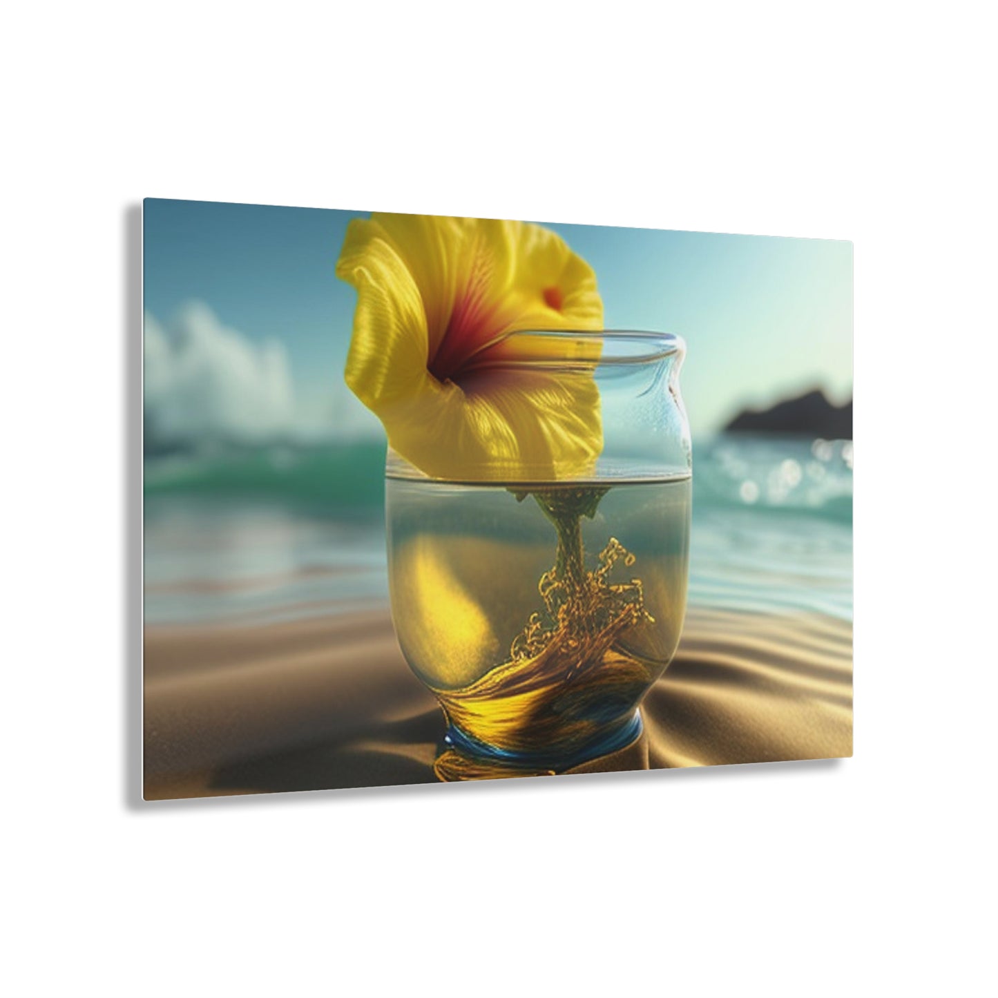 Acrylic Prints Yellow Hibiscus glass 1