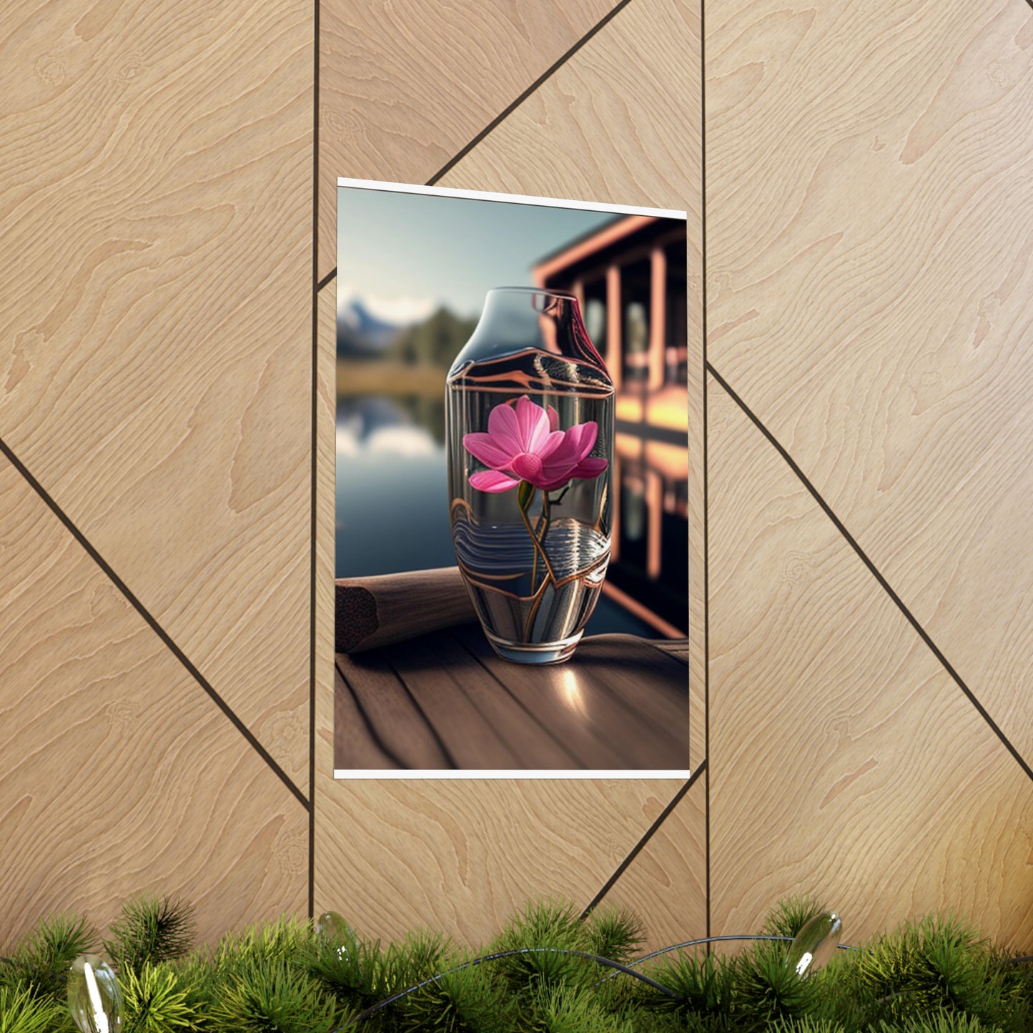 Premium Matte Vertical Posters Magnolia in a Glass vase 3