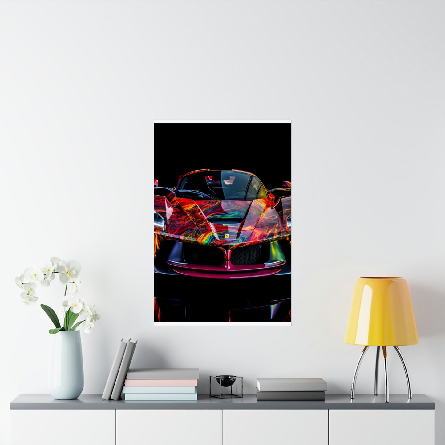 Premium Matte Vertical Posters Ferrari Neon 3