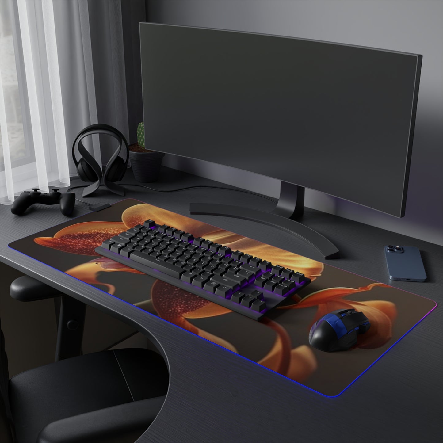 LED Gaming Mouse Pad Orange Orchid 1