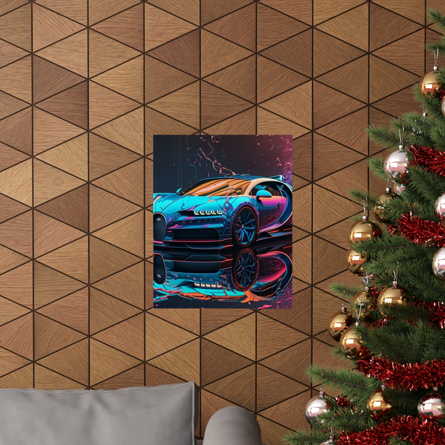 Premium Matte Vertical Posters Bugatti Neon Chiron 4