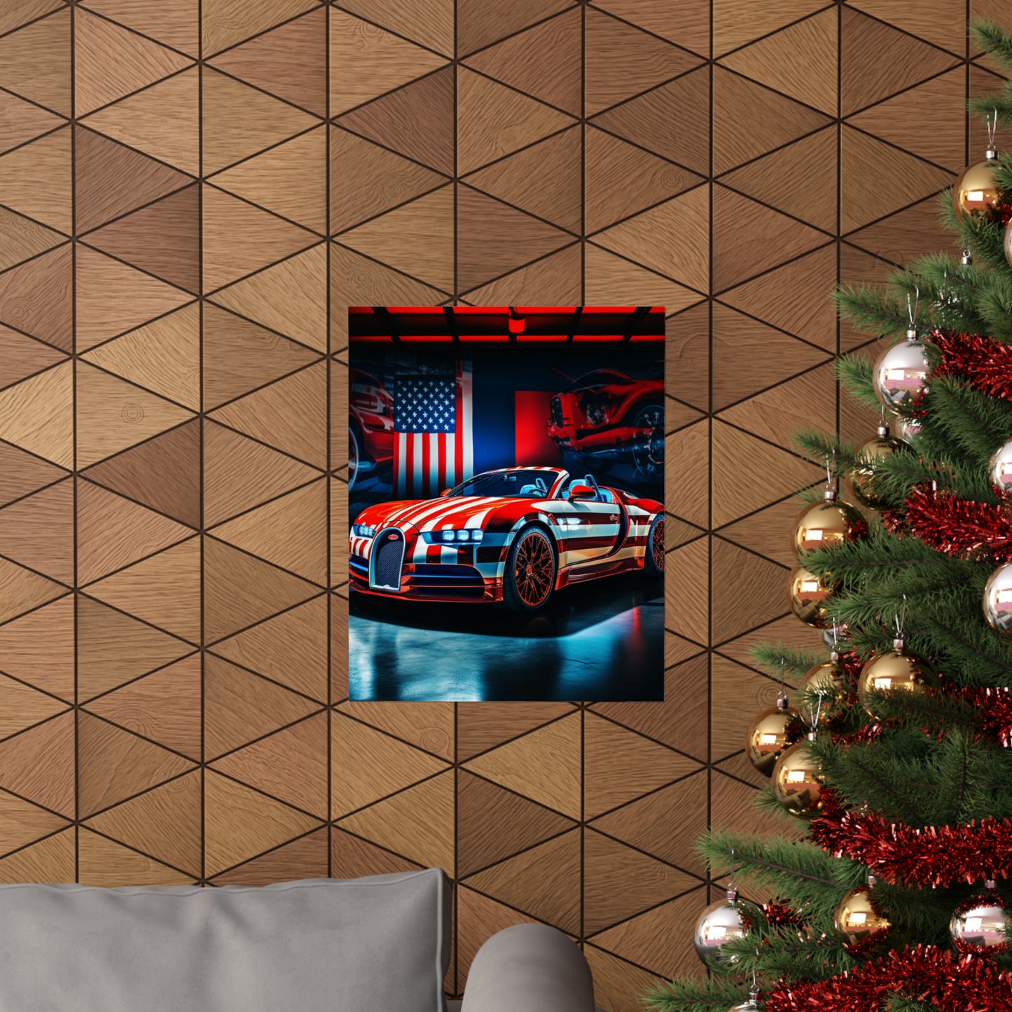 Premium Matte Vertical Posters Macro Bugatti American Flag 2