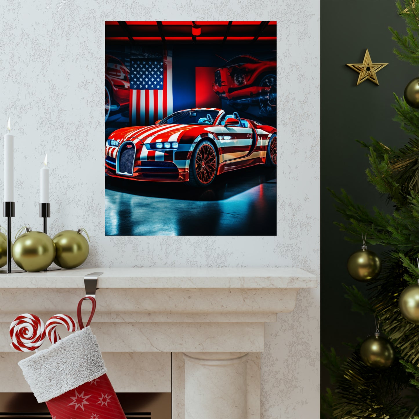 Premium Matte Vertical Posters Macro Bugatti American Flag 2