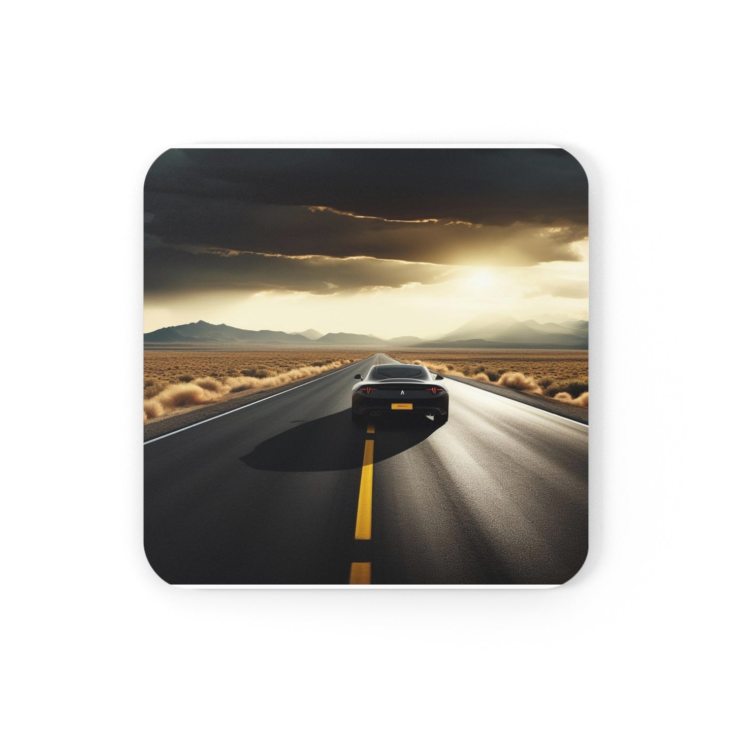 Corkwood Coaster Set Ferrari Road 1