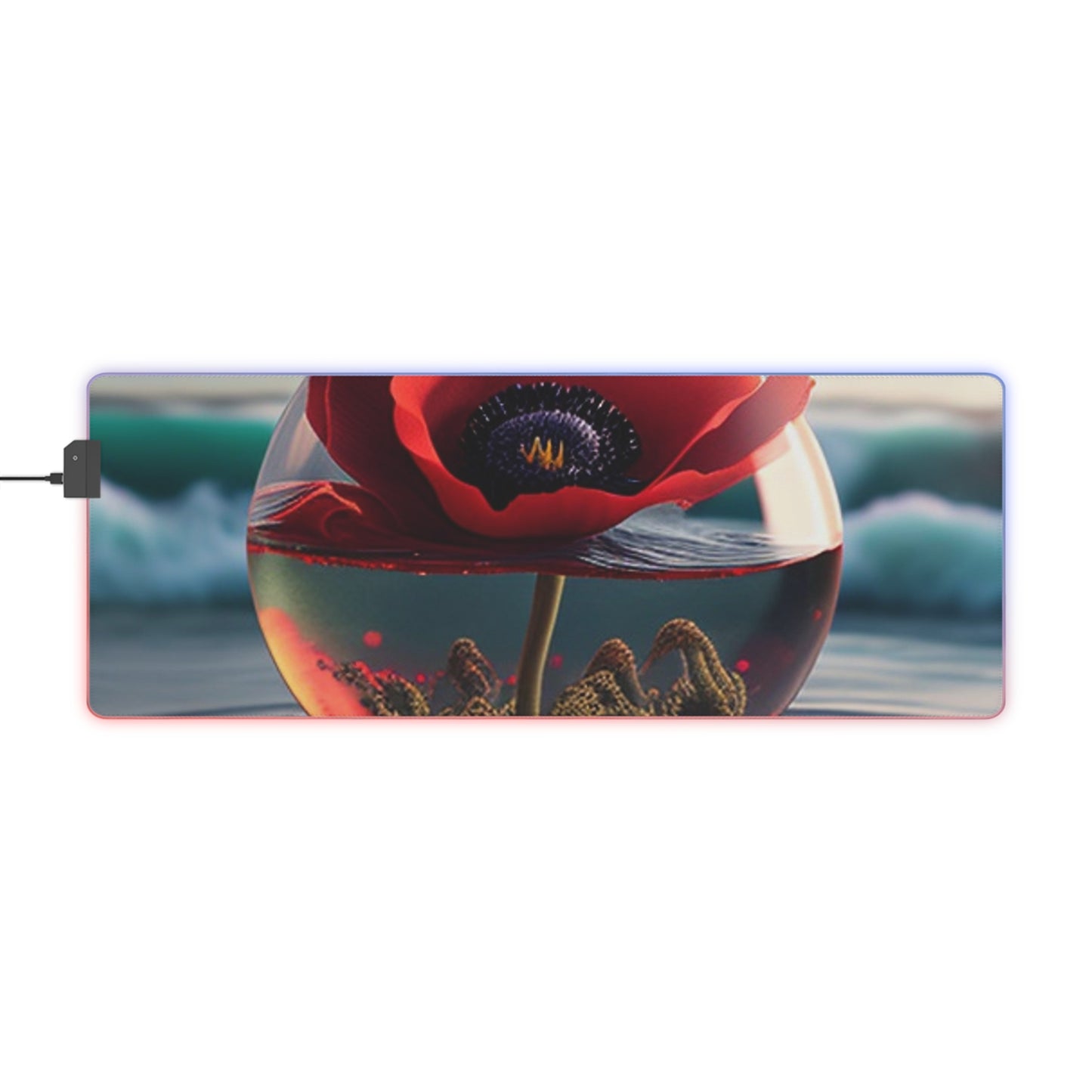 LED Gaming Mouse Pad Red Anemone in a Vase 4