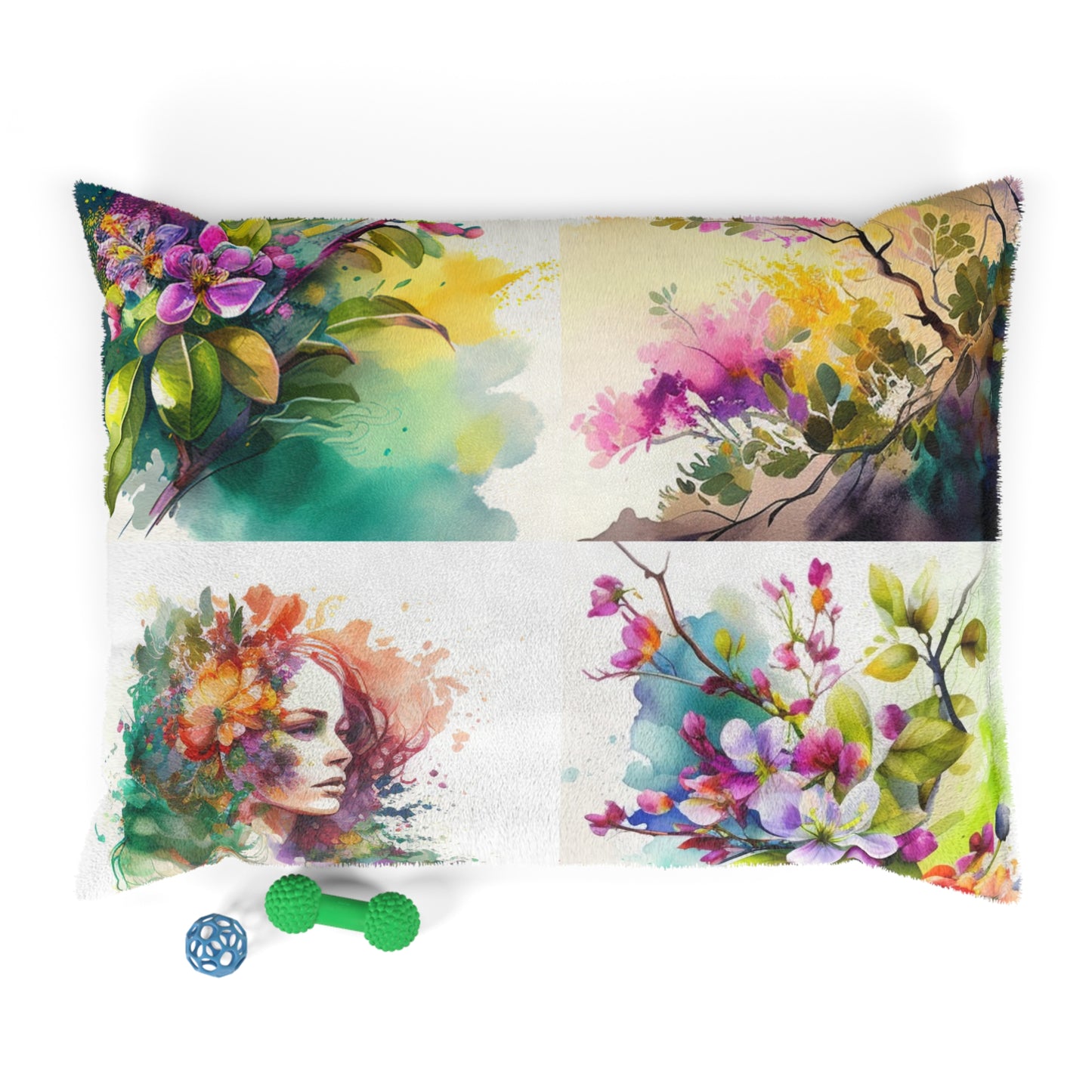 Pet Bed Mother Nature Bright Spring Colors Realistic Watercolor 5