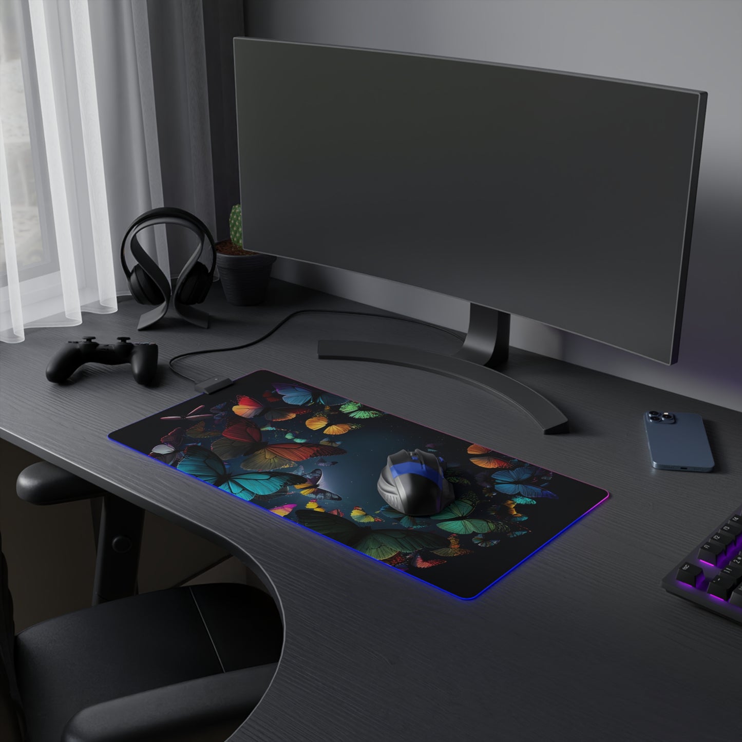 LED Gaming Mouse Pad Moon Butterfly 3