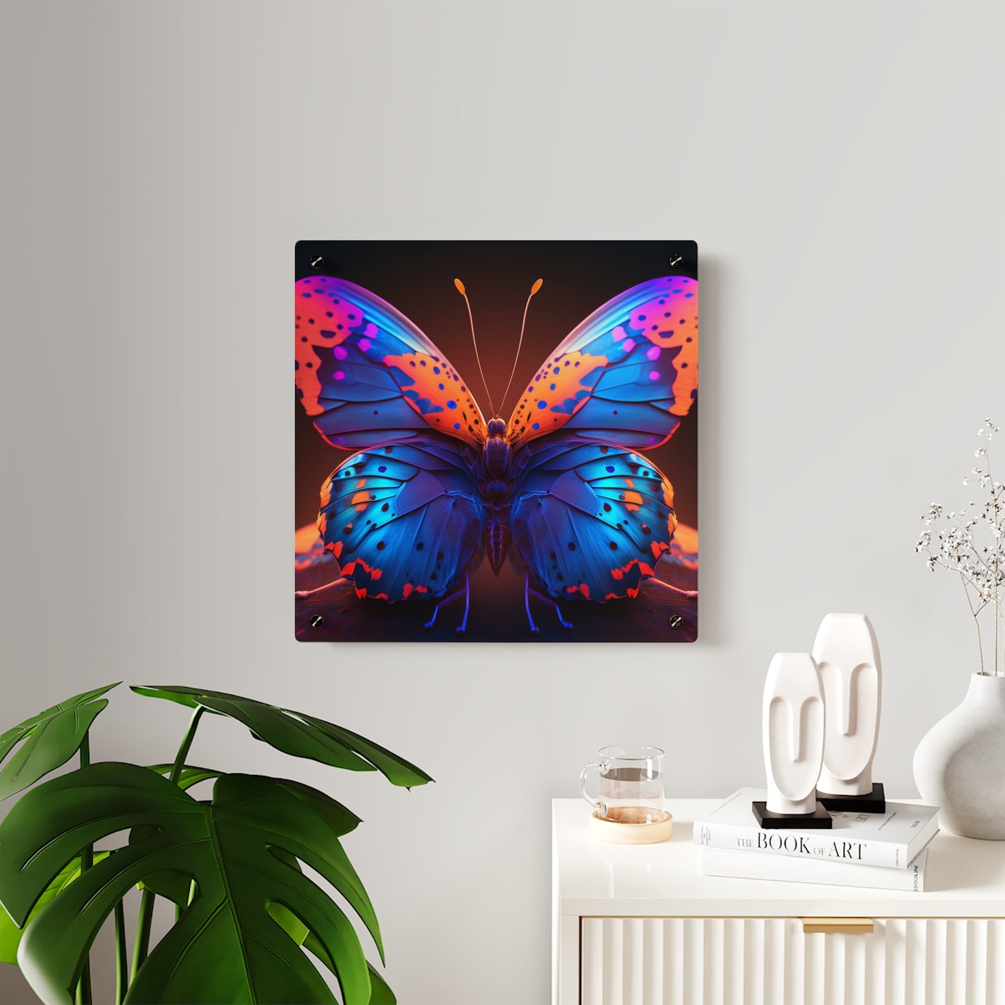 Acrylic Wall Art Panels Neon Butterfly Macro 3