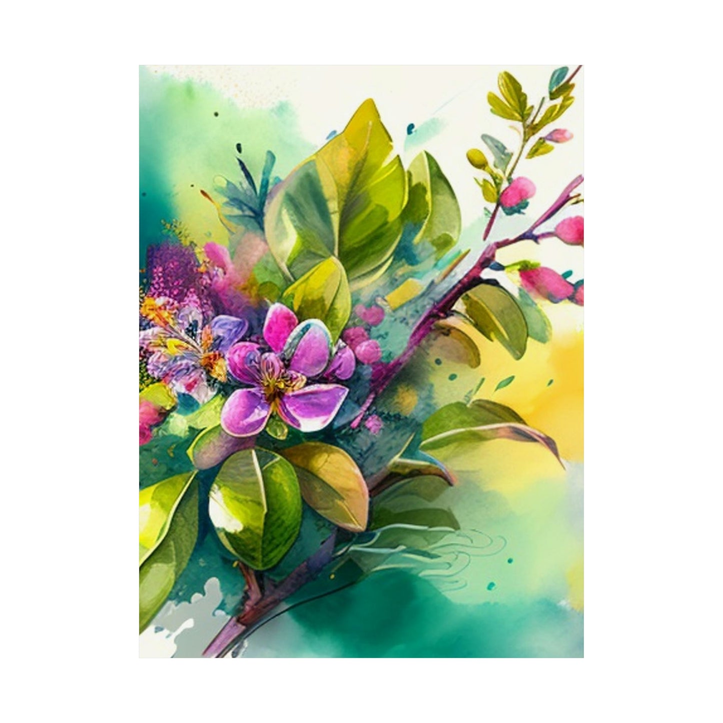 Premium Matte Vertical Posters Mother Nature Bright Spring Colors Realistic Watercolor 1