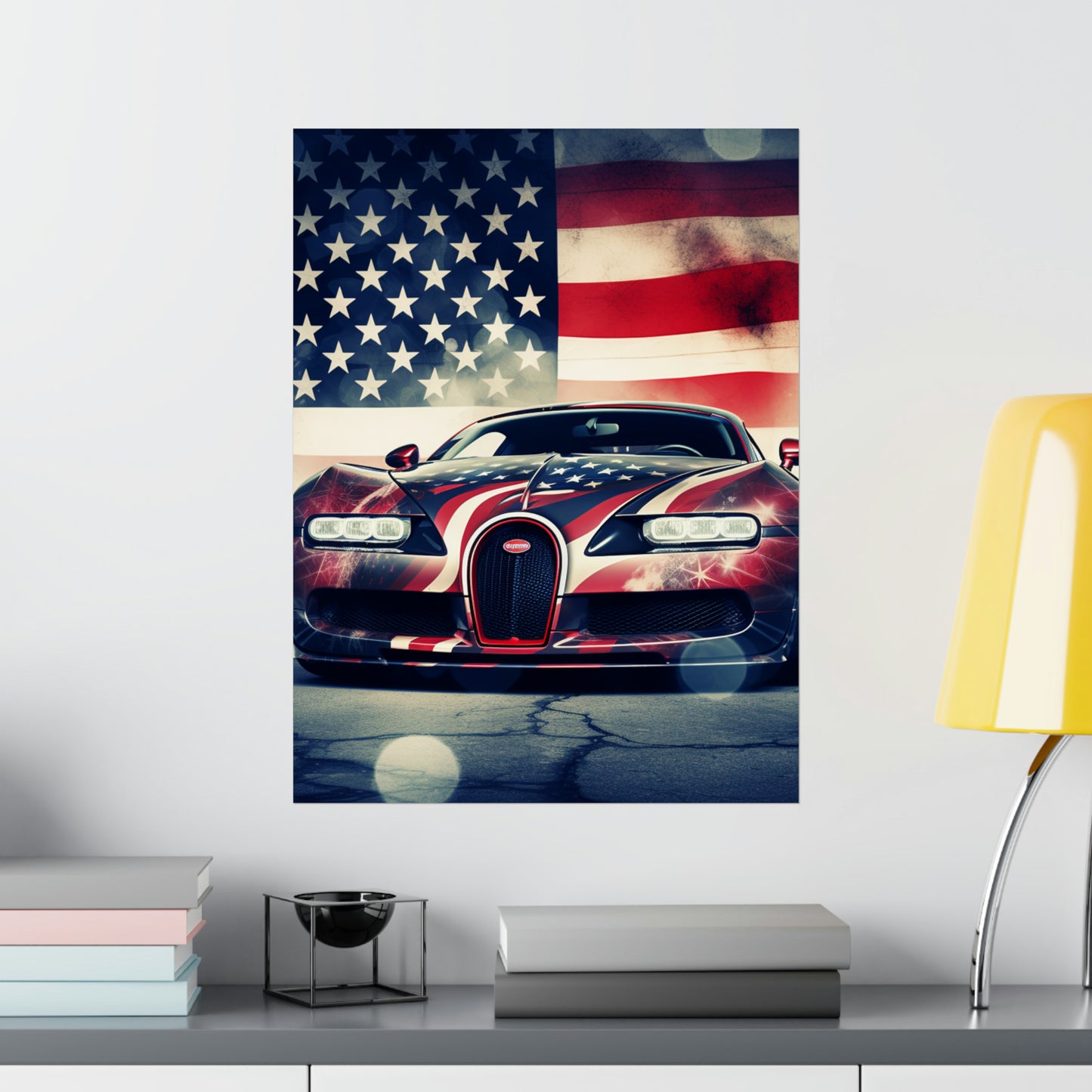 Premium Matte Vertical Posters Abstract American Flag Background Bugatti 1