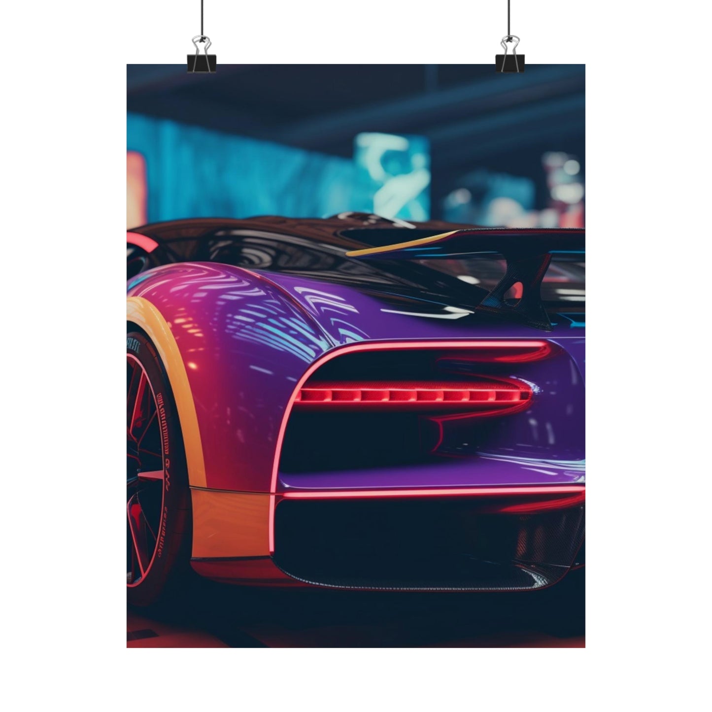 Premium Matte Vertical Posters Hyper Bugatti Neon Chiron 3