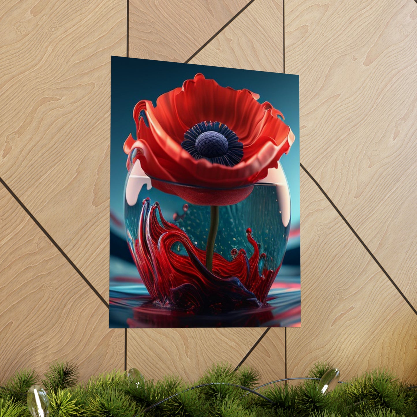 Premium Matte Vertical Posters Red Anemone in a Vase 2