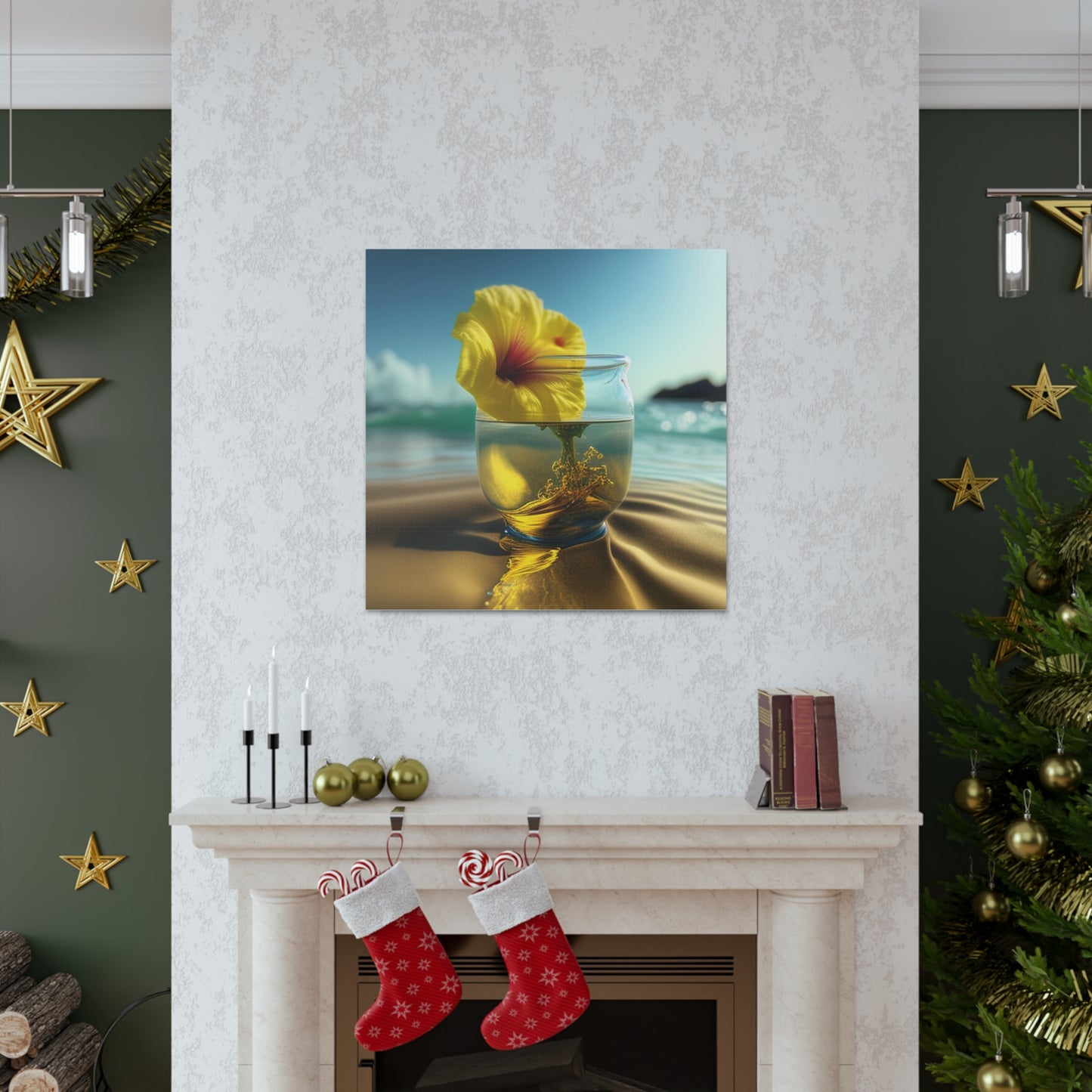 Canvas Gallery Wraps Yellow Hibiscus glass 1