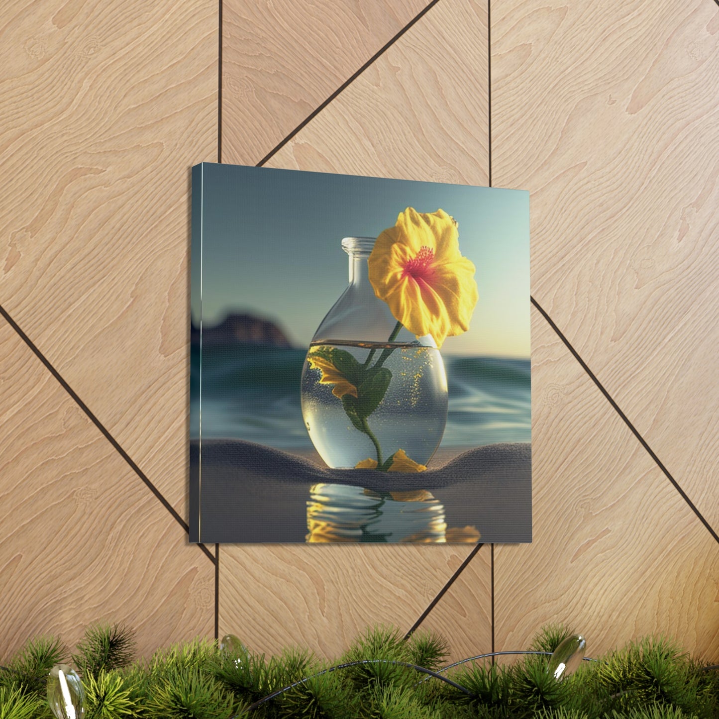 Canvas Gallery Wraps Yellow Hibiscus glass 2