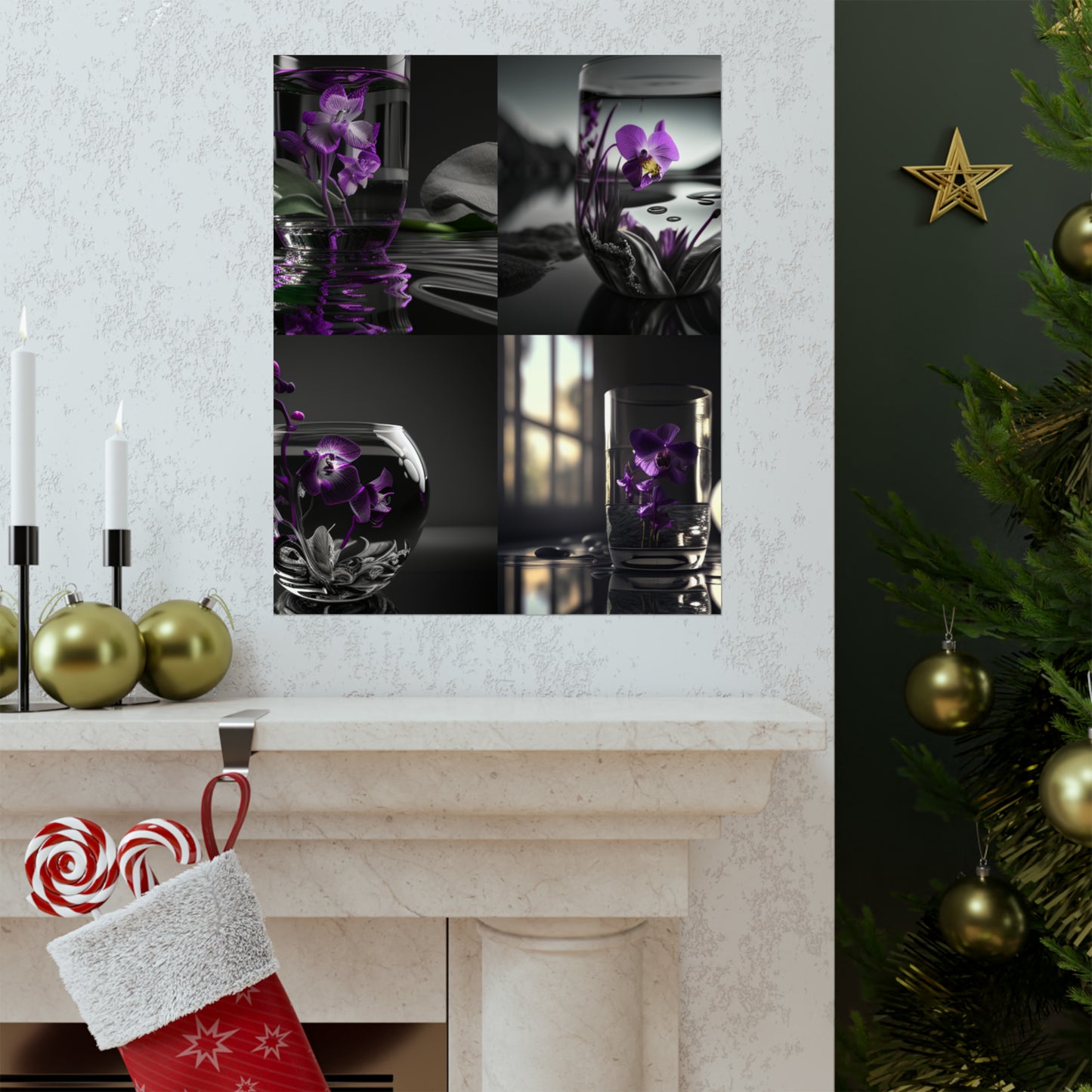 Premium Matte Vertical Posters Purple Orchid Glass vase 5