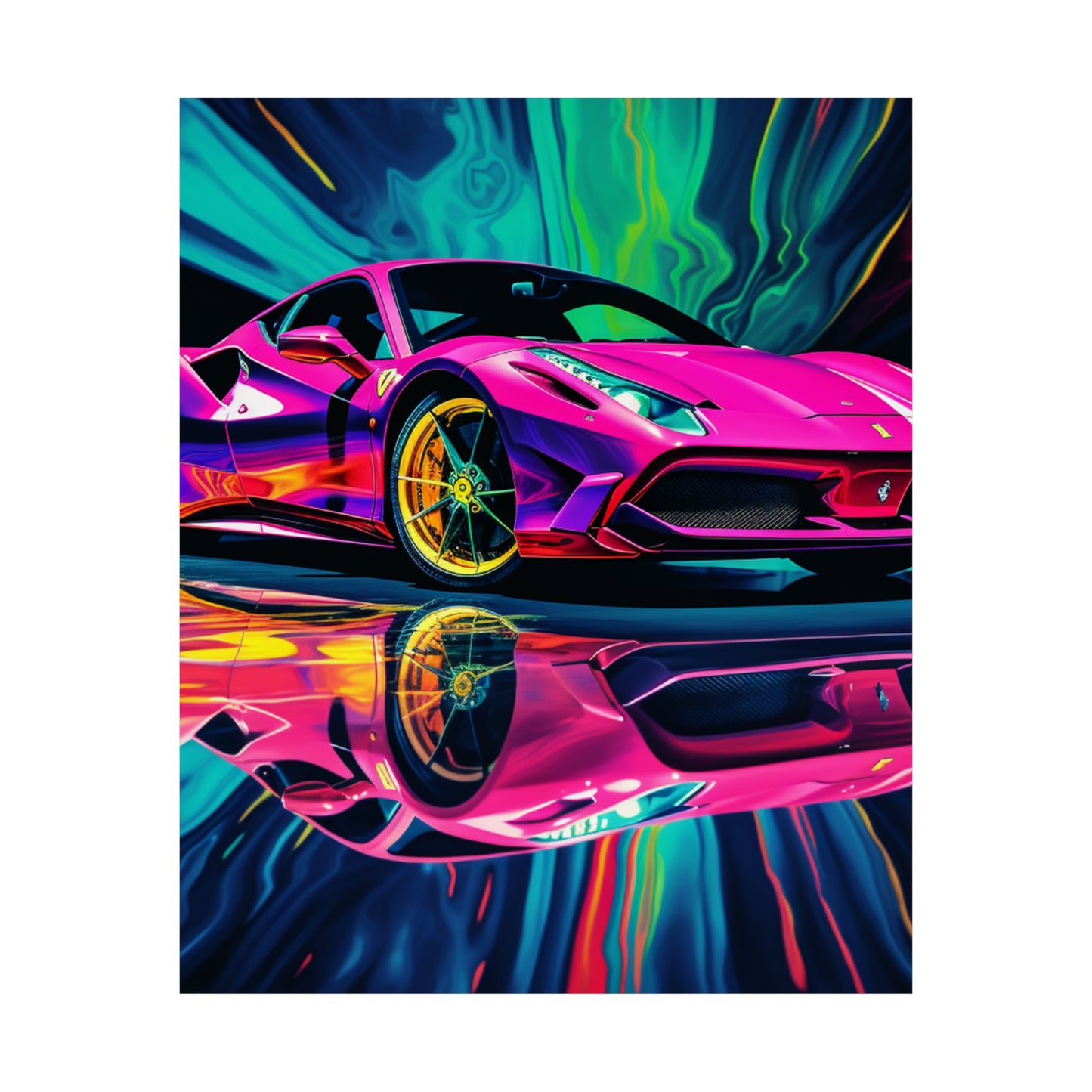 Premium Matte Vertical Posters Pink Ferrari Macro 4