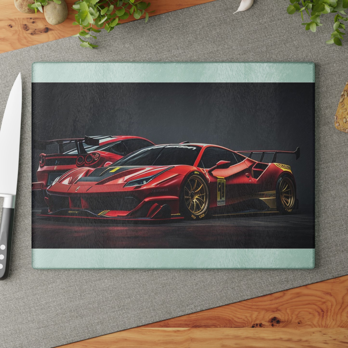 Glass Cutting Board Ferrari Red 3