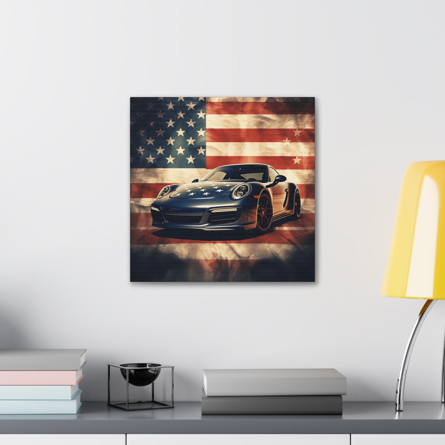 Canvas Gallery Wraps Abstract American Flag Background Porsche 3