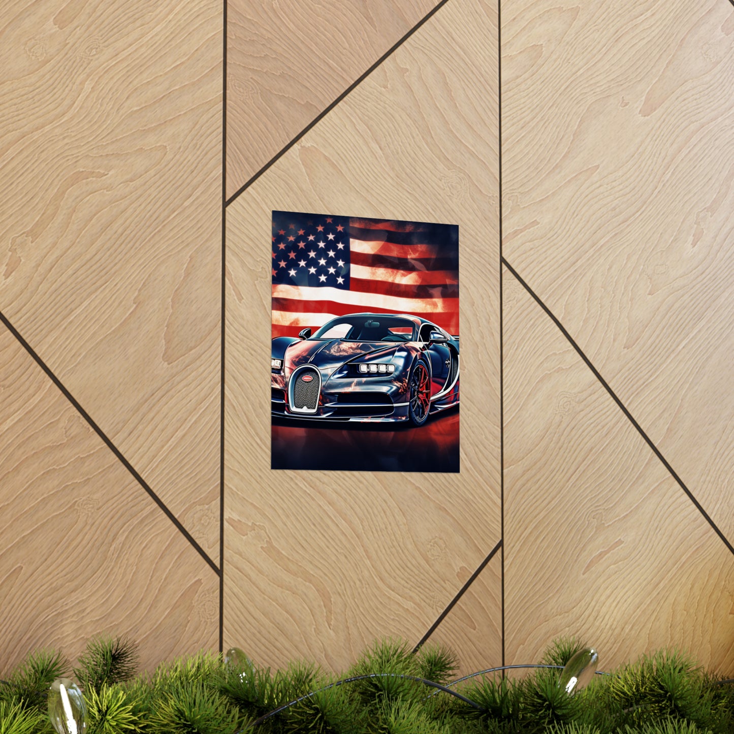 Premium Matte Vertical Posters Abstract American Flag Background Bugatti 4