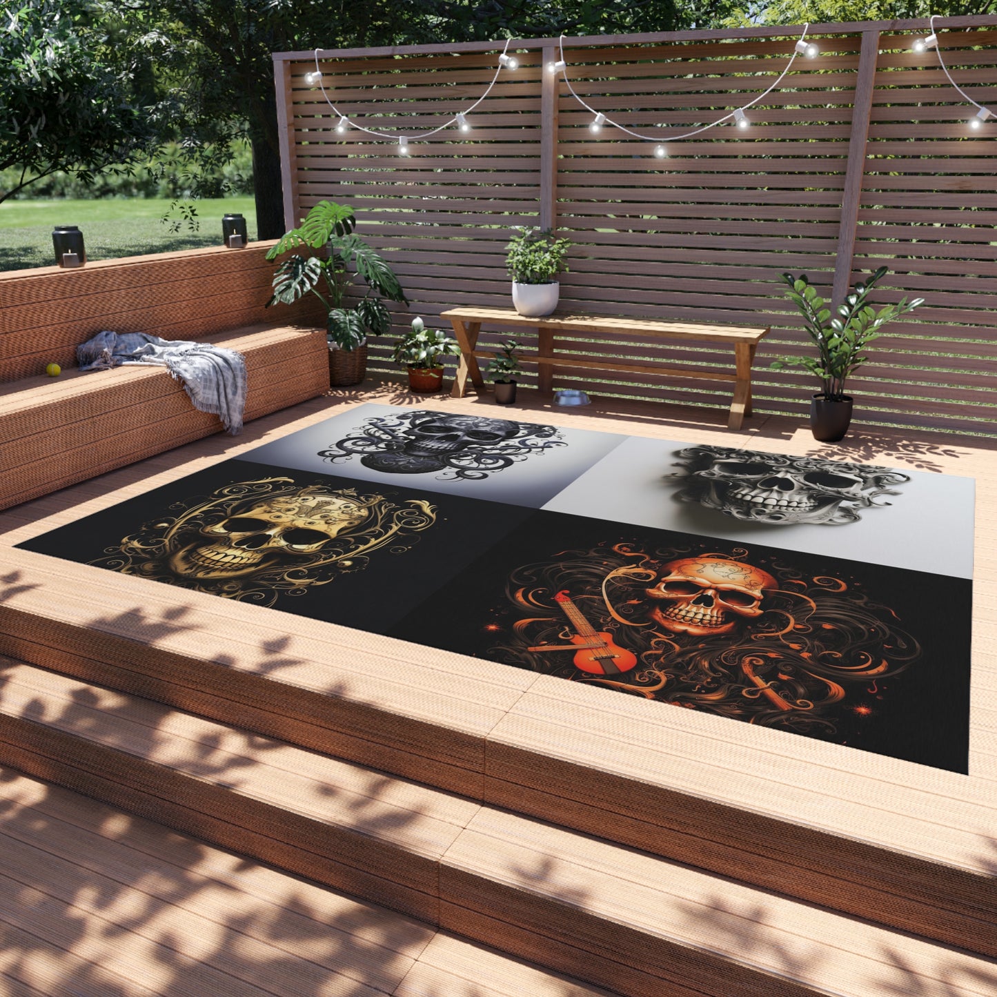 Outdoor Rug  Skull Treble Clef 5