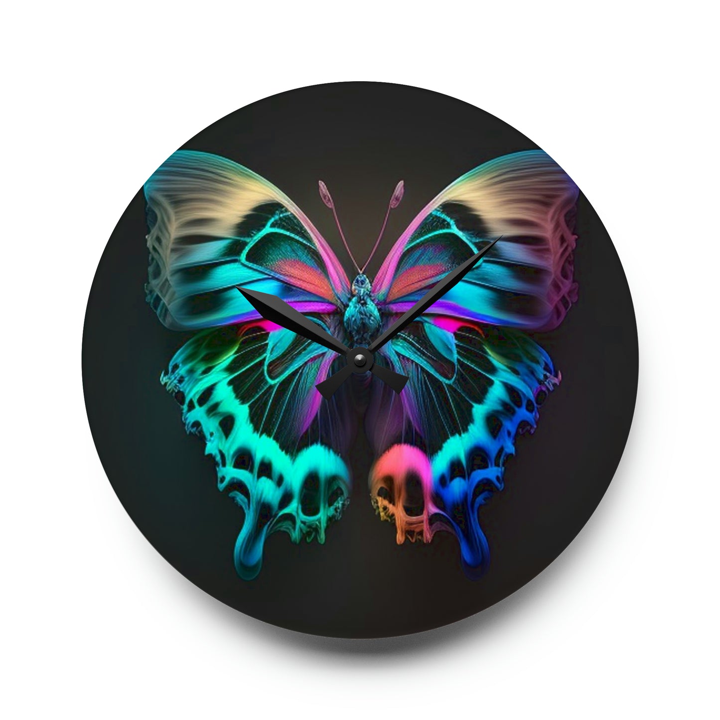 Acrylic Wall Clock Neon Butterfly Fusion 2