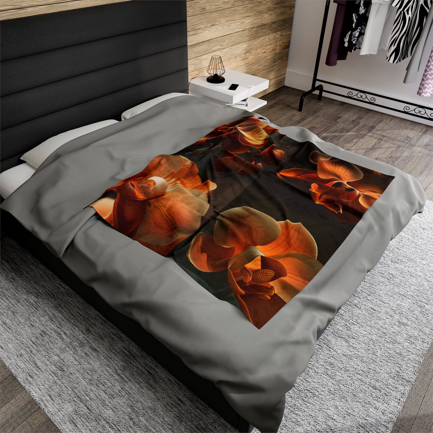 Velveteen Plush Blanket Orange Orchid 5