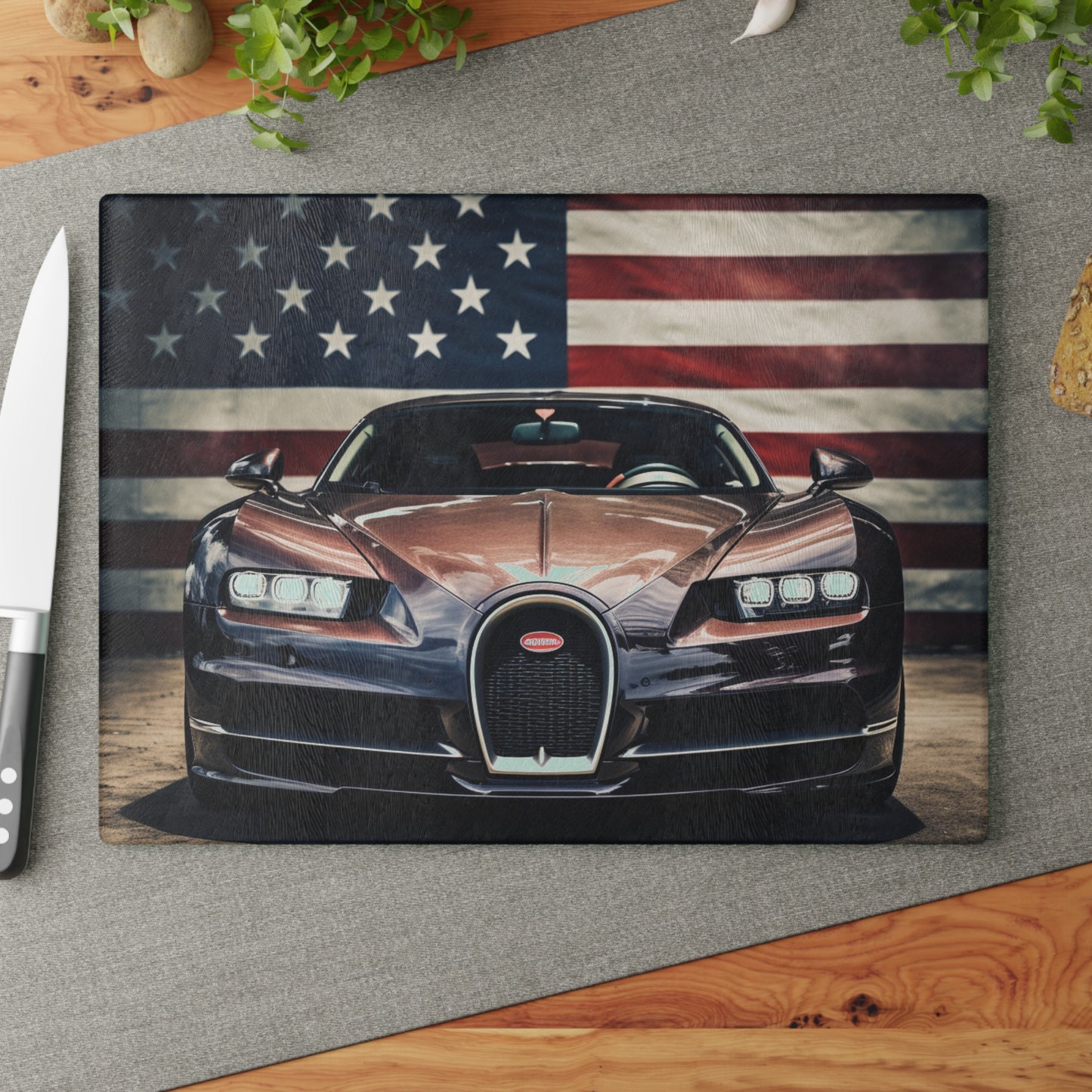 Glass Cutting Board Bugatti Flag 4