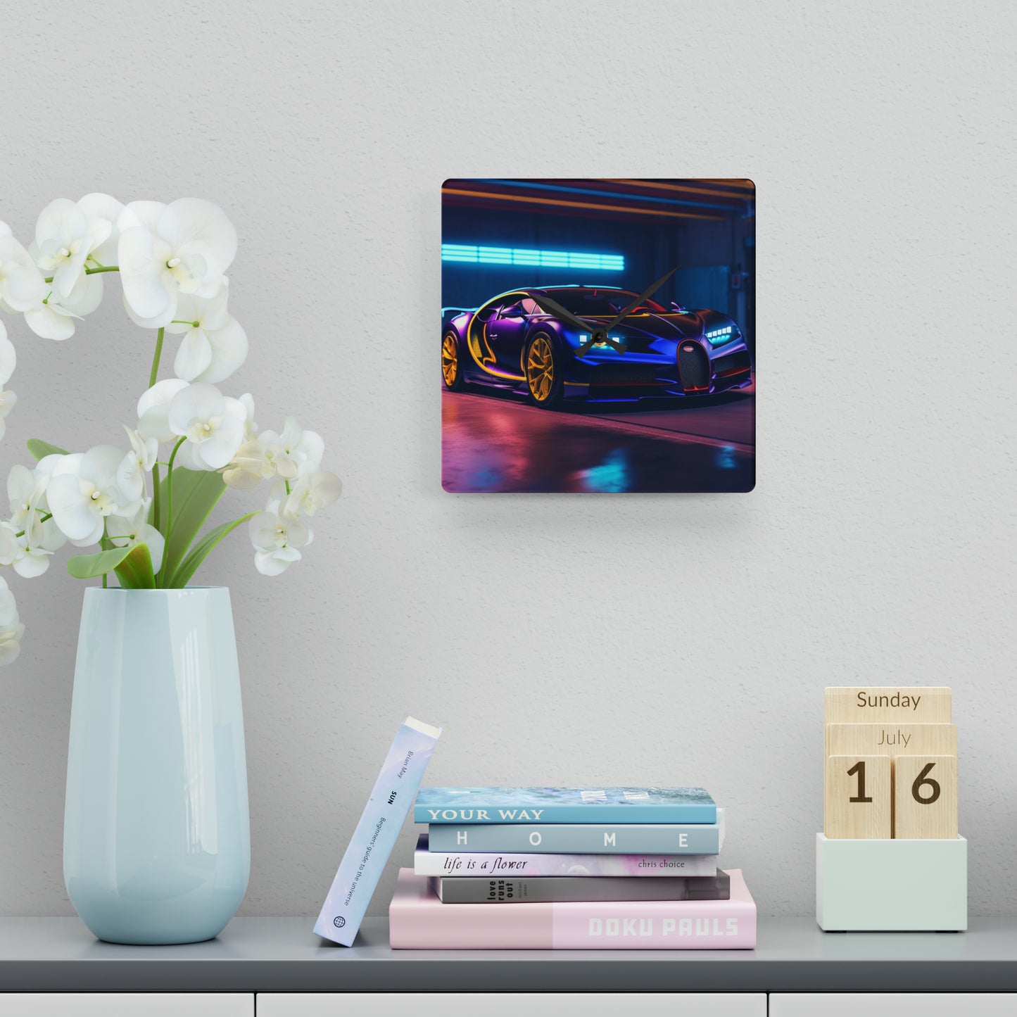 Acrylic Wall Clock Hyper Bugatti Neon Chiron 4