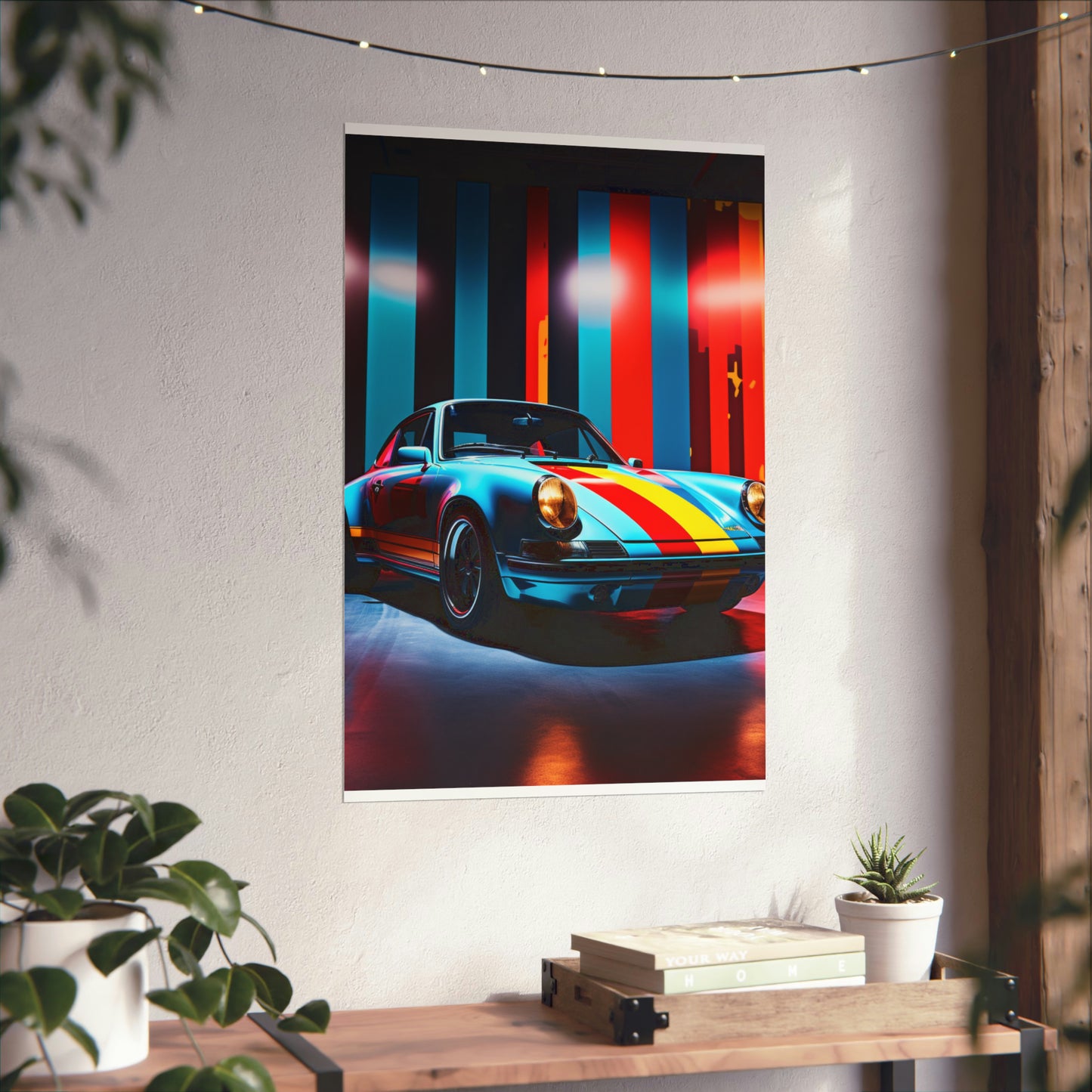 Premium Matte Vertical Posters Macro American Flag Porsche 3